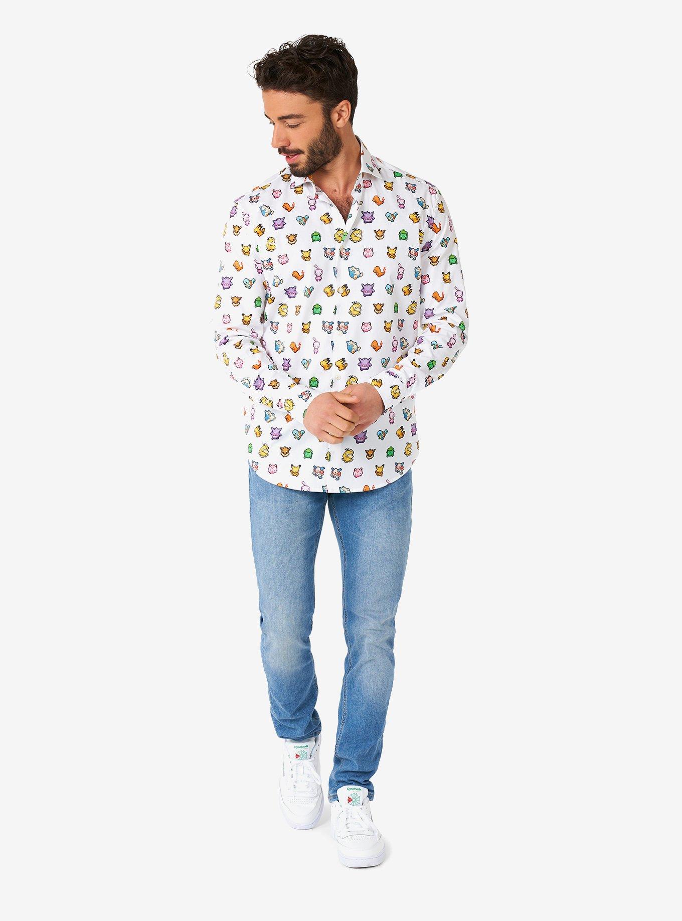 Pokémon Pixel Long Sleeve Button-Up Shirt, MULTI, alternate