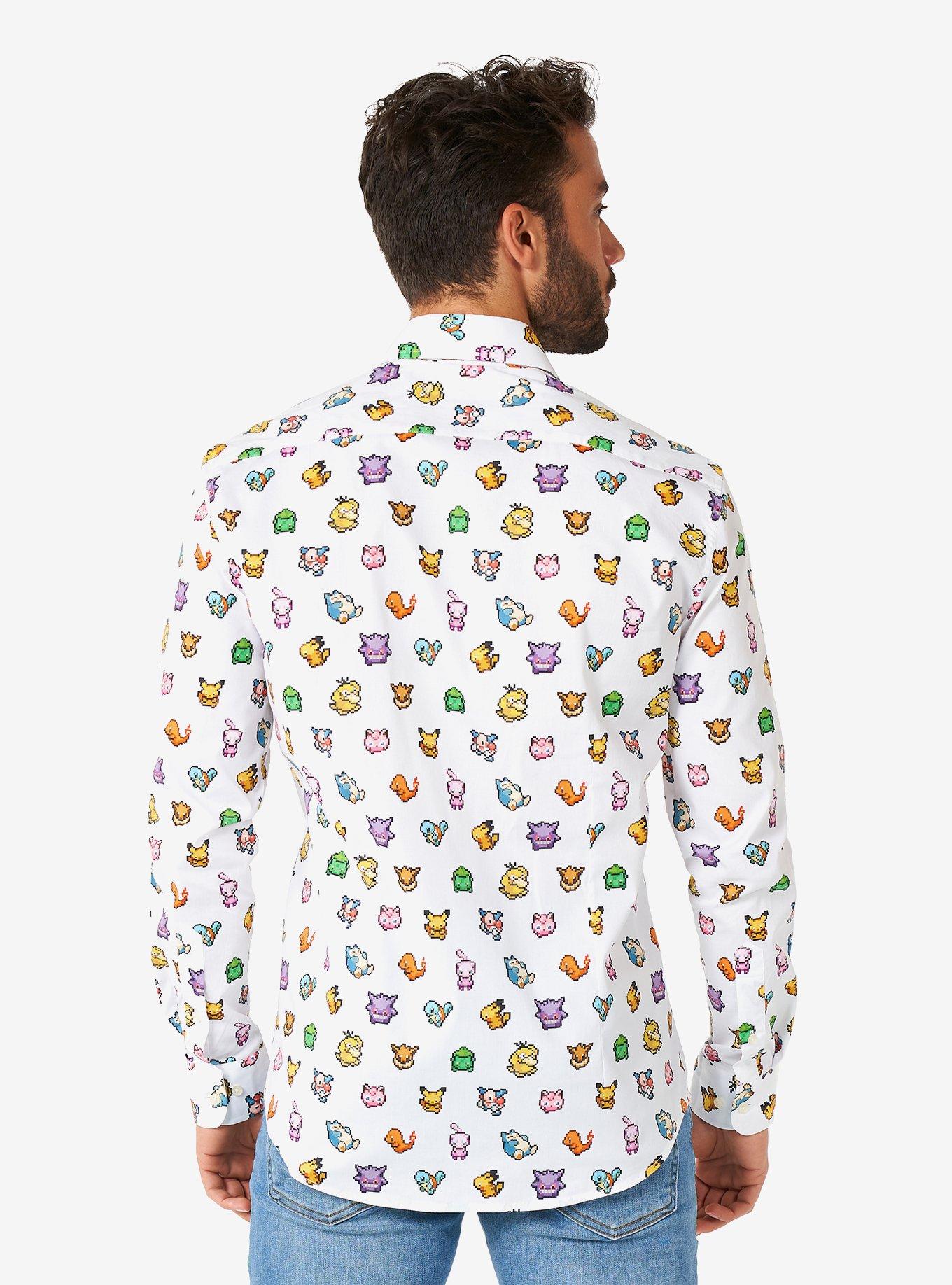 Pokémon Pixel Long Sleeve Button-Up Shirt, MULTI, alternate