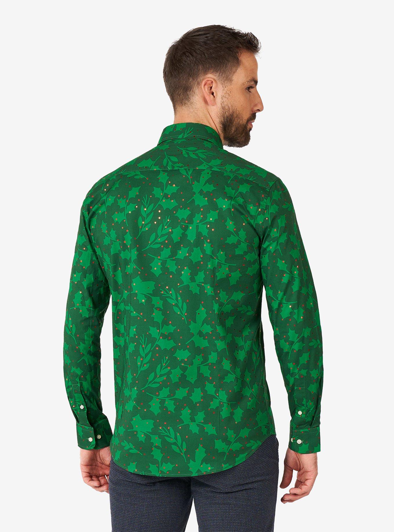 Bright Berry Long Sleeve Button-Up Shirt, GREEN, alternate