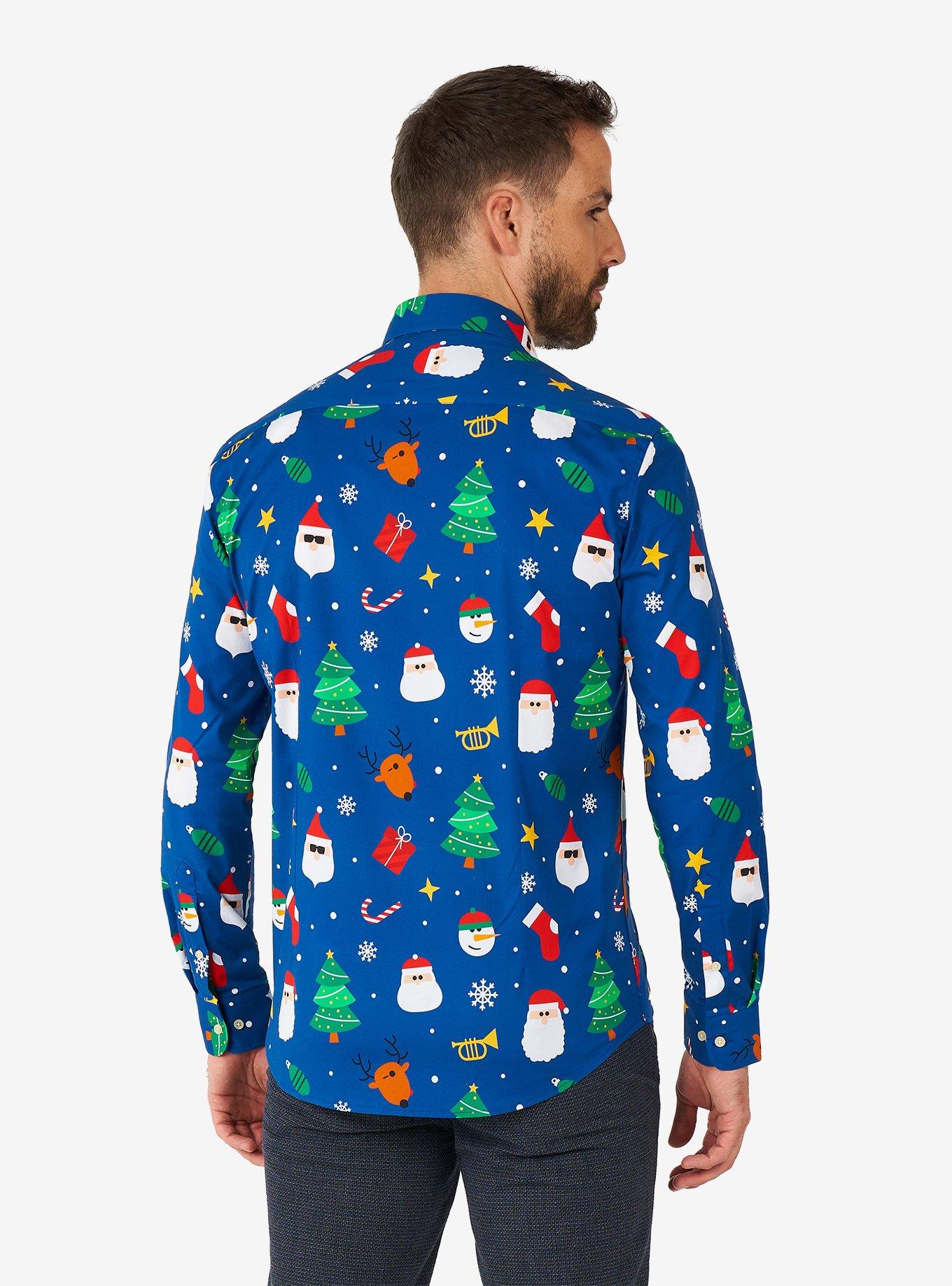 Festivity Blue Long Sleeve Button-Up Shirt, BLUE, alternate