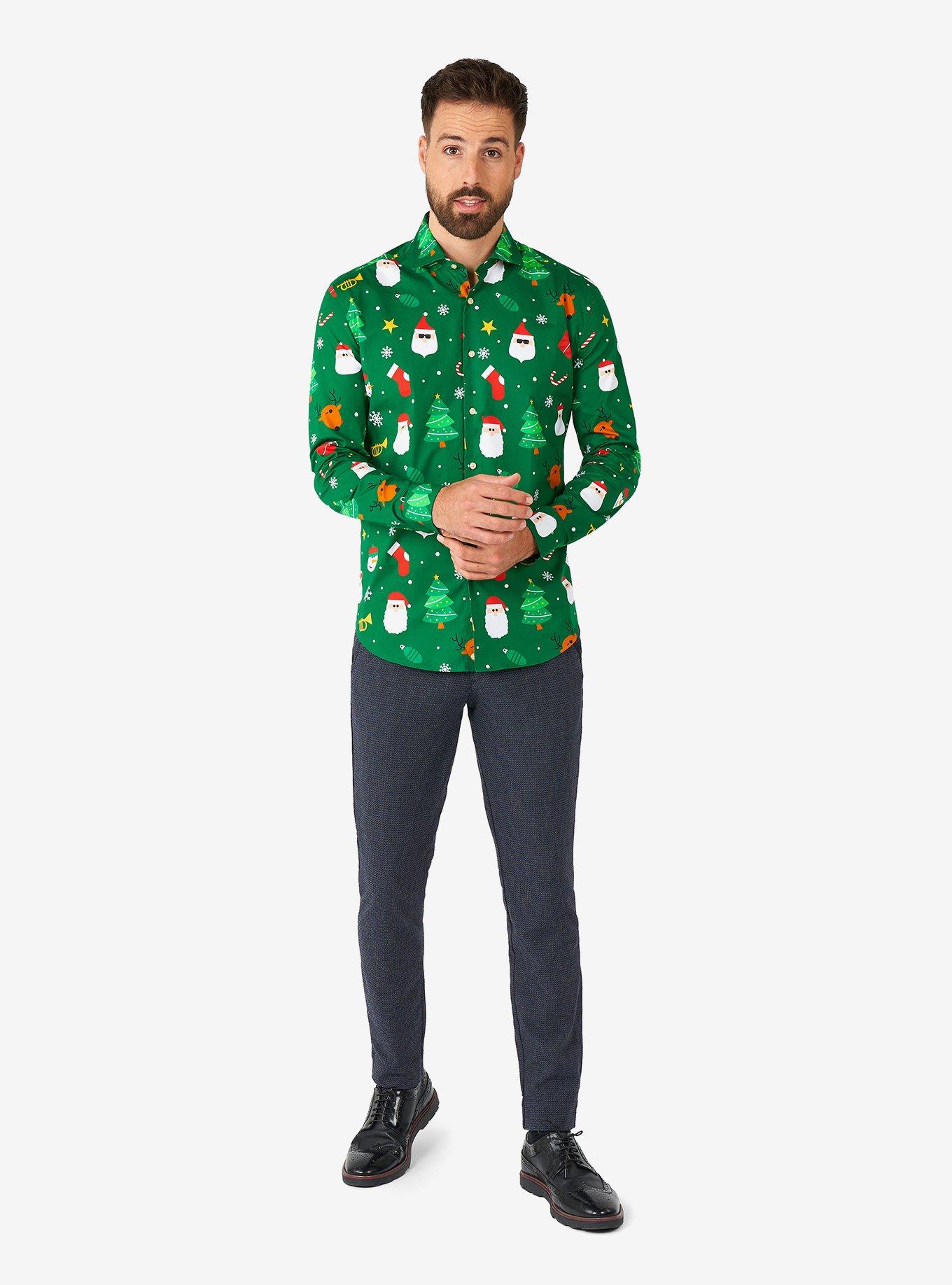 Festivity Green Long Sleeve Button-Up Shirt, , hi-res