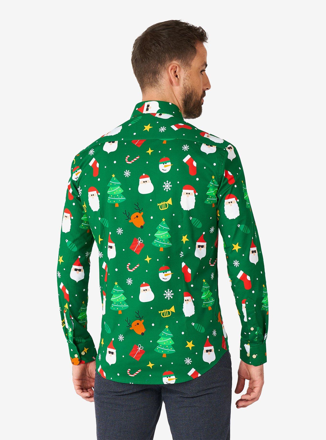 Festivity Green Long Sleeve Button-Up Shirt, GREEN, alternate