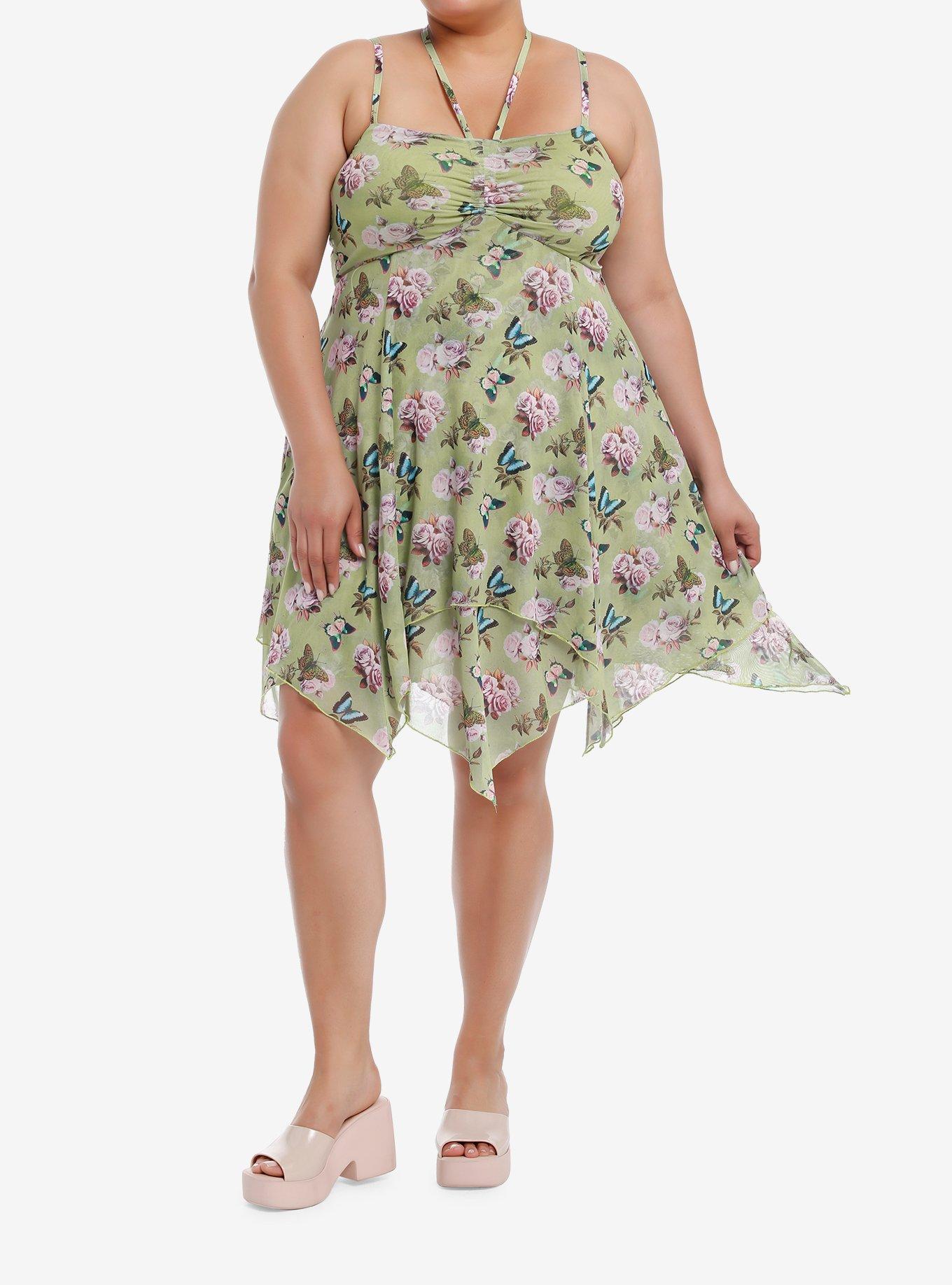 Thorn & Fable Butterfly Rose Hank Hem Dress Plus Size, PINK, alternate