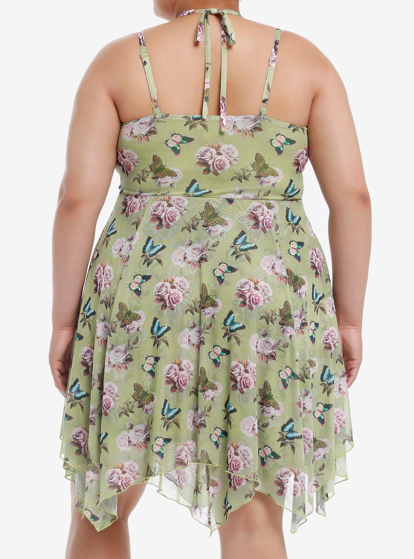 Thorn & Fable Butterfly Rose Hank Hem Dress Plus Size, PINK, alternate