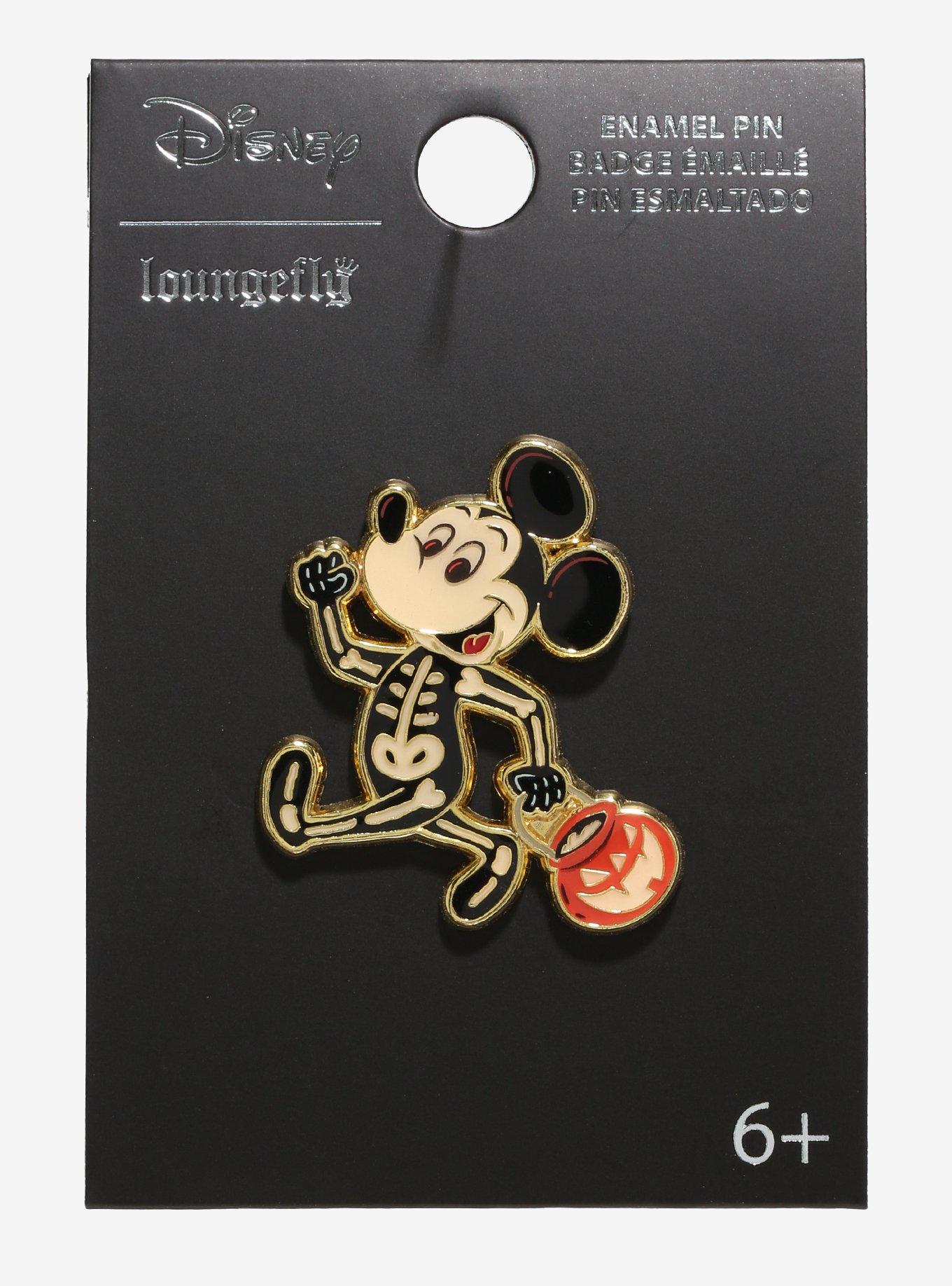 Loungefly Disney Mickey Mouse Skeleton Trick or Treat Enamel Pin — BoxLunch Exclusive, , hi-res