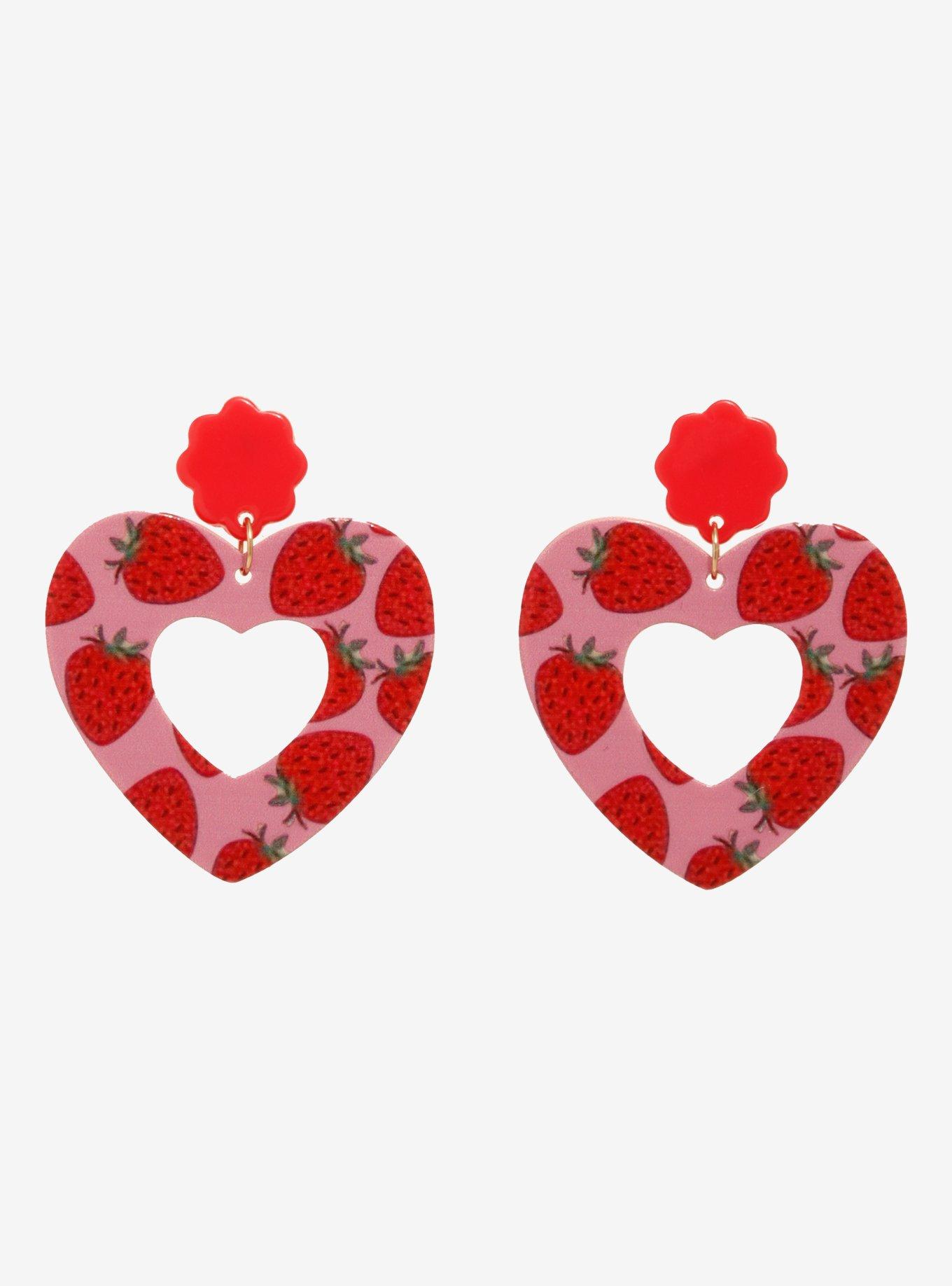 Sweet Society Strawberry Heart Drop Earrings, , alternate