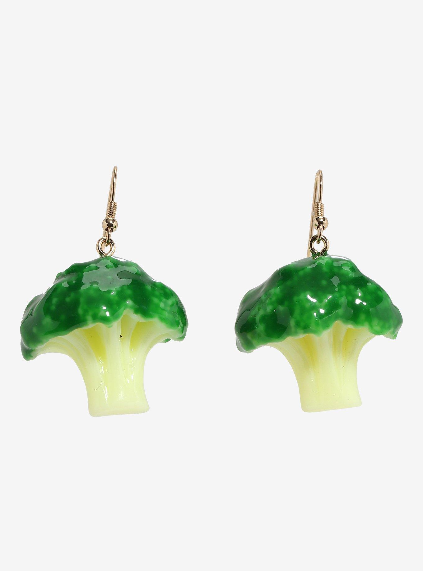 Broccoli Figural Earrings, , alternate