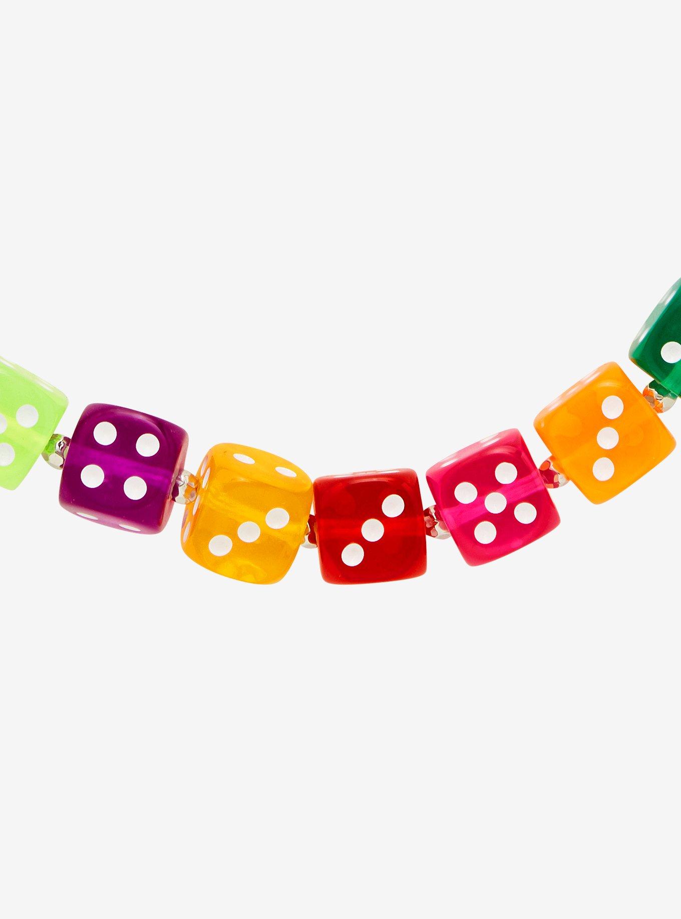 Rainbow Dice Charm Necklace, , alternate