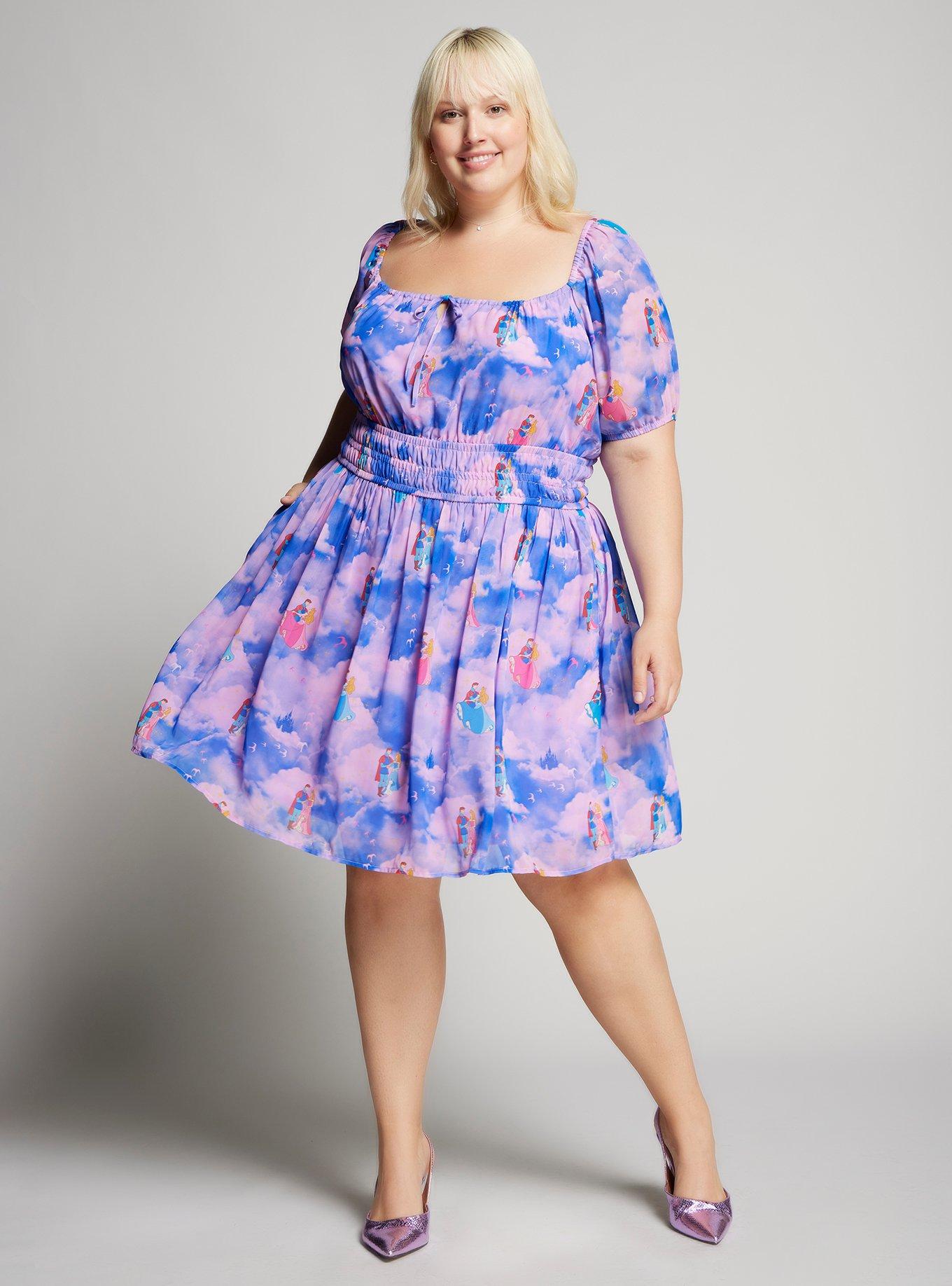 Disney Sleeping Beauty Aurora and Phillip Waltz in the Clouds Plus Size Dress &mdash; BoxLunch Exclusive, MULTI, alternate
