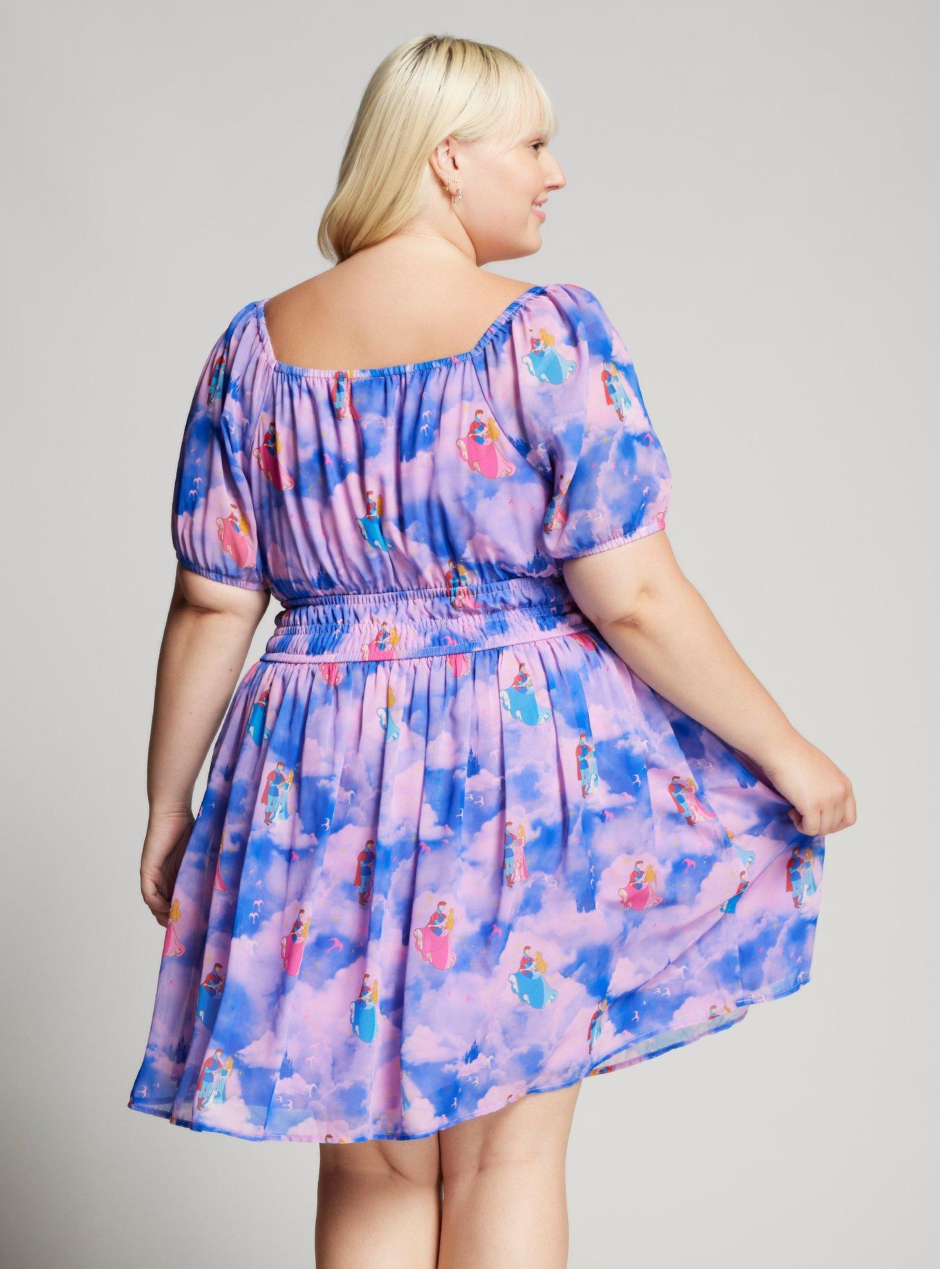 Disney Sleeping Beauty Aurora and Phillip Waltz in the Clouds Plus Size Dress &mdash; BoxLunch Exclusive, MULTI, alternate