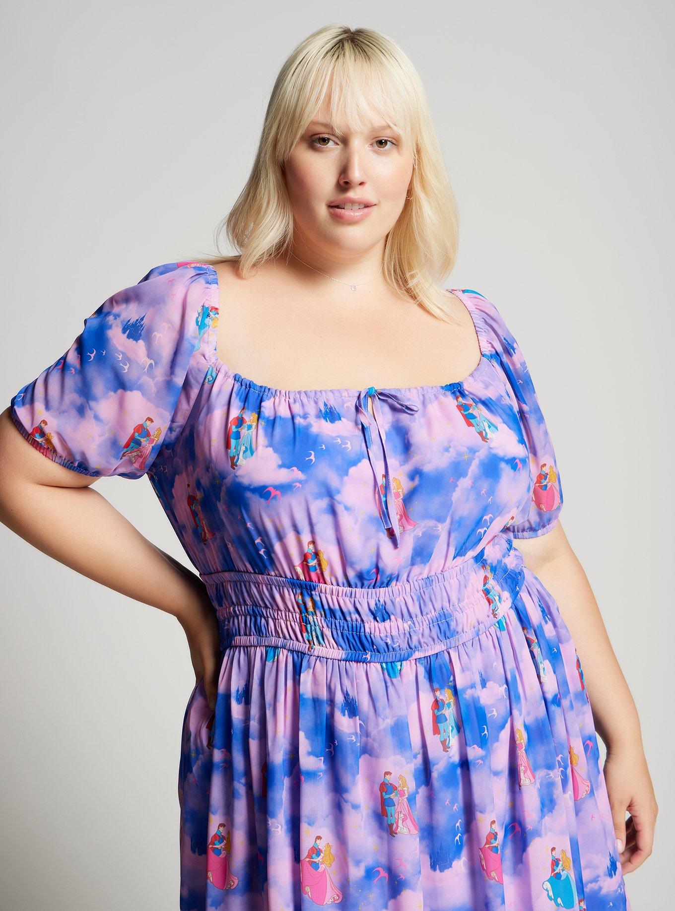 Disney Sleeping Beauty Aurora and Phillip Waltz in the Clouds Plus Size Dress &mdash; BoxLunch Exclusive, MULTI, alternate