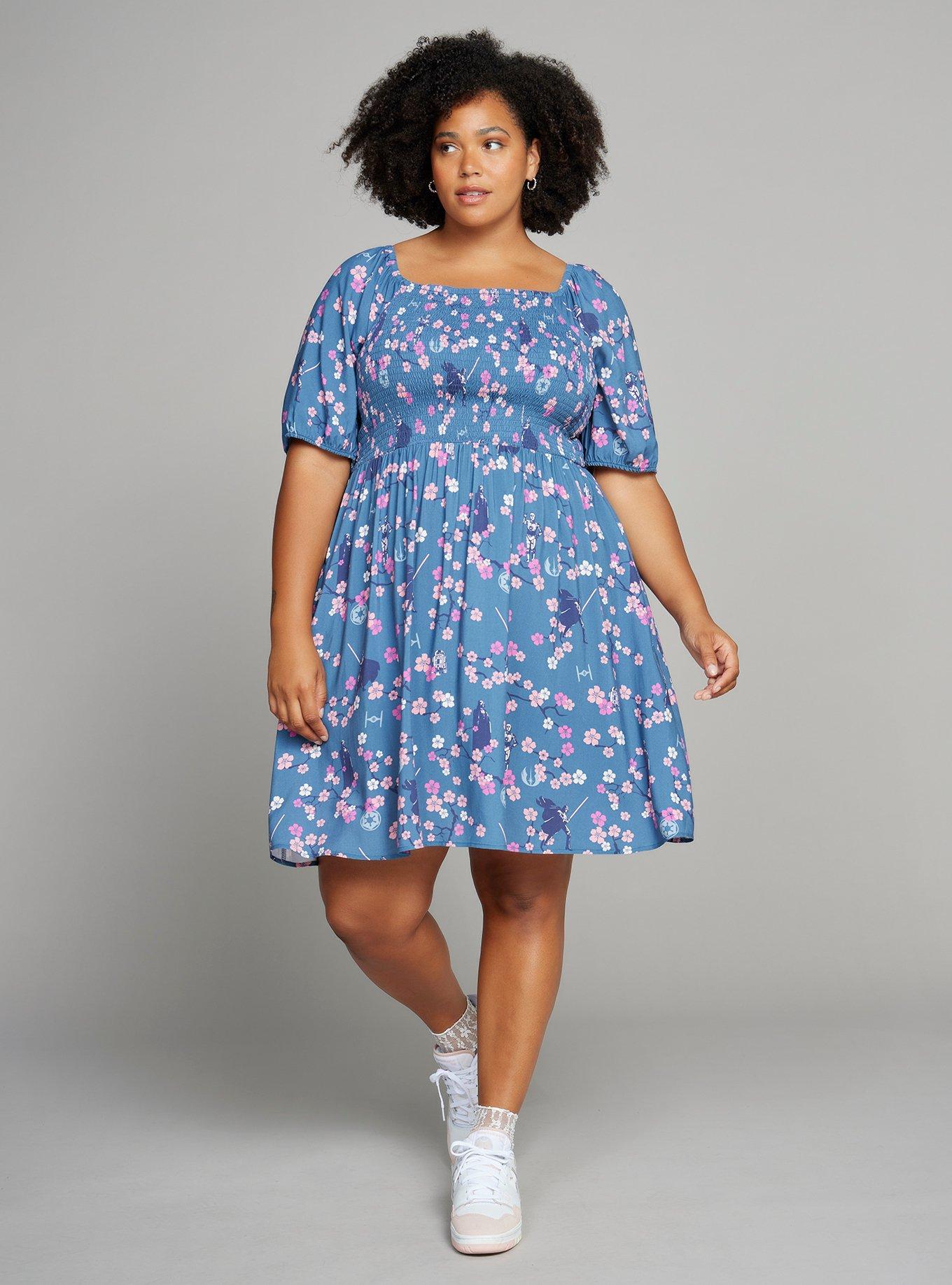 Her Universe Star Wars Darth Vader Samurai Plus Size Smock Dress &mdash; BoxLunch Exclusive, NAVY, alternate