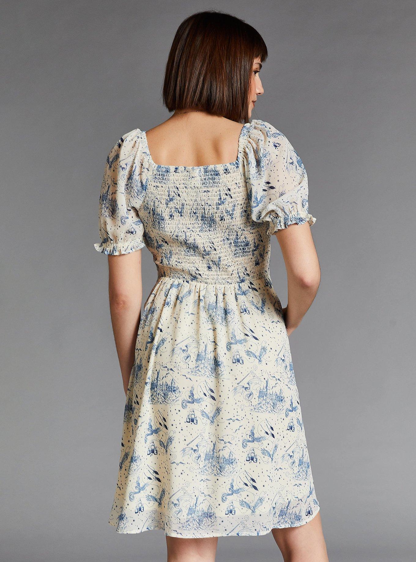 Harry Potter Hogwarts Icons Allover Print Smock Dress - BoxLunch Exclusive, , hi-res