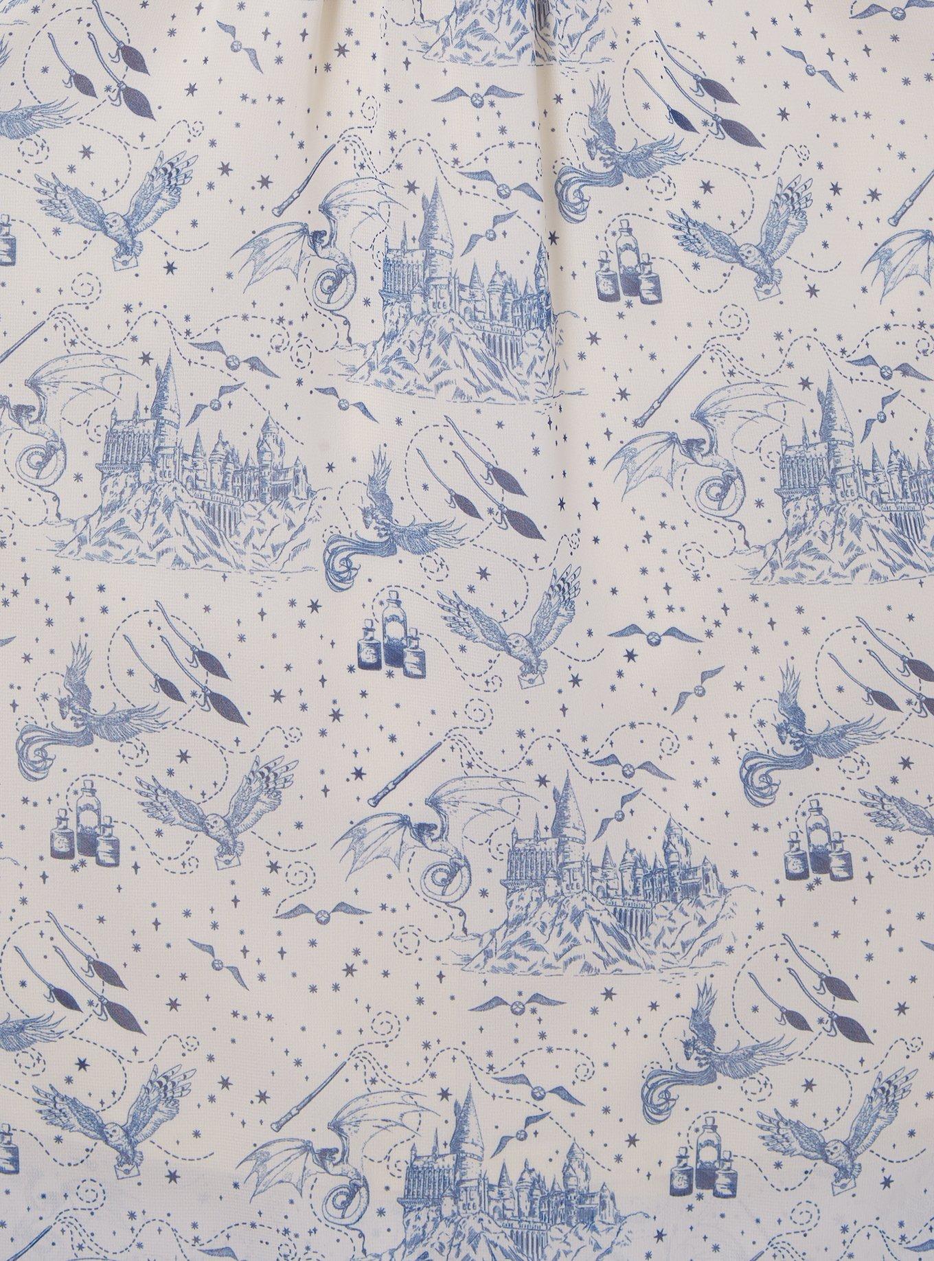 Harry Potter Hogwarts Icons Allover Print Smock Dress - BoxLunch Exclusive, NATURAL, alternate