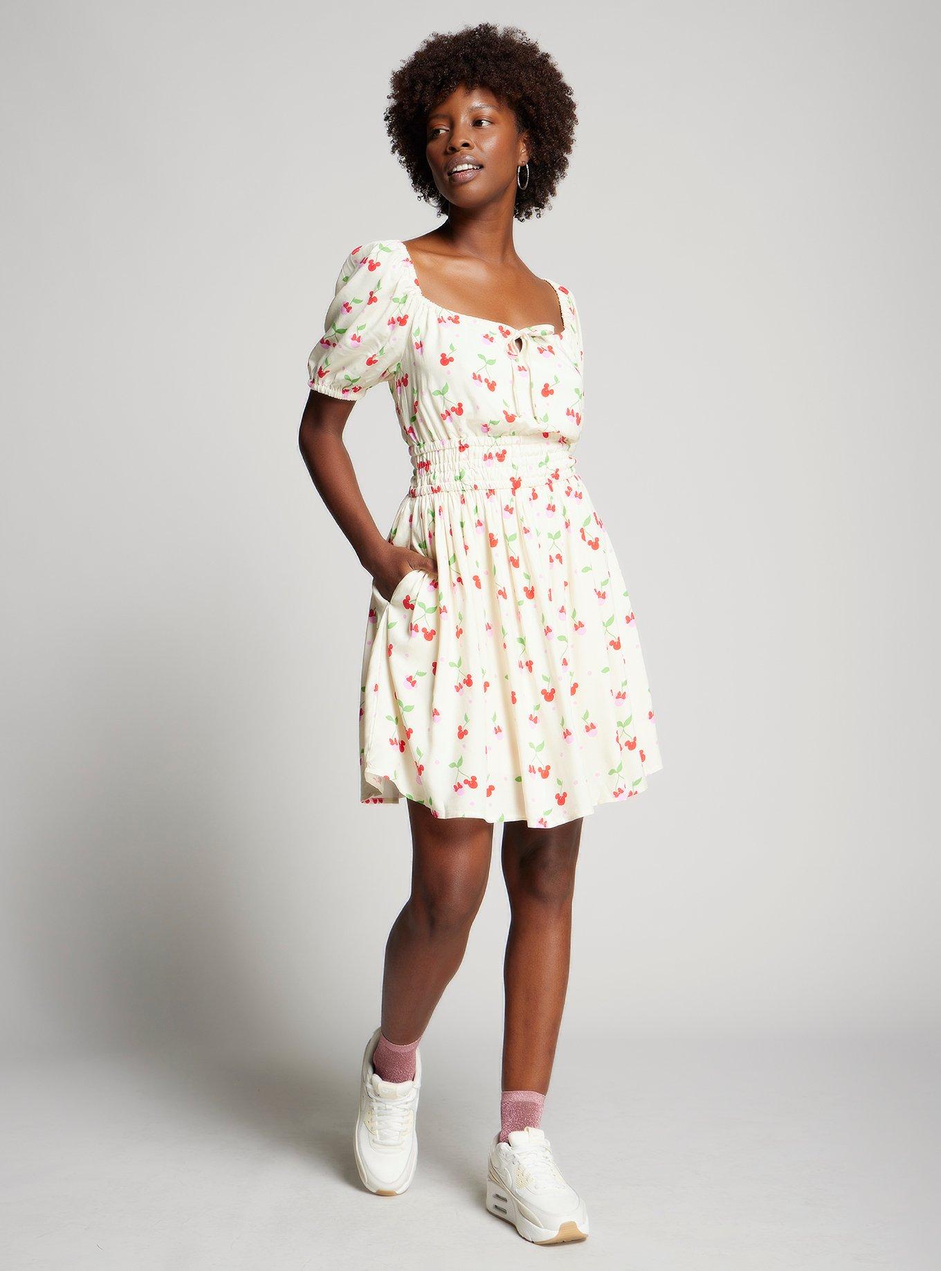 Disney Mickey & Minnie Cherry Allover Print Dress &mdash; BoxLunch Exclusive, NATURAL, alternate