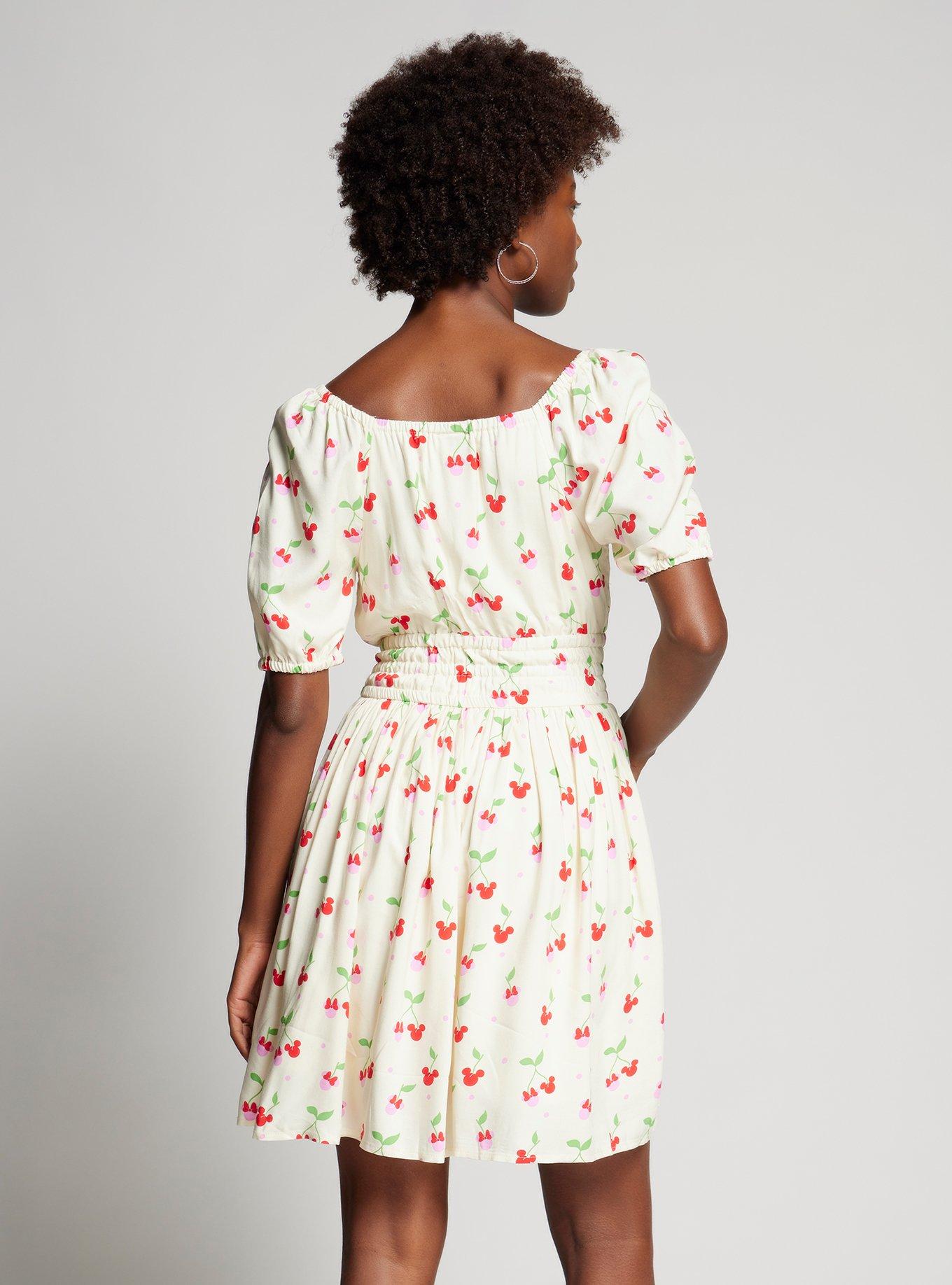 Disney Mickey & Minnie Cherry Allover Print Dress — BoxLunch Exclusive, NATURAL, alternate