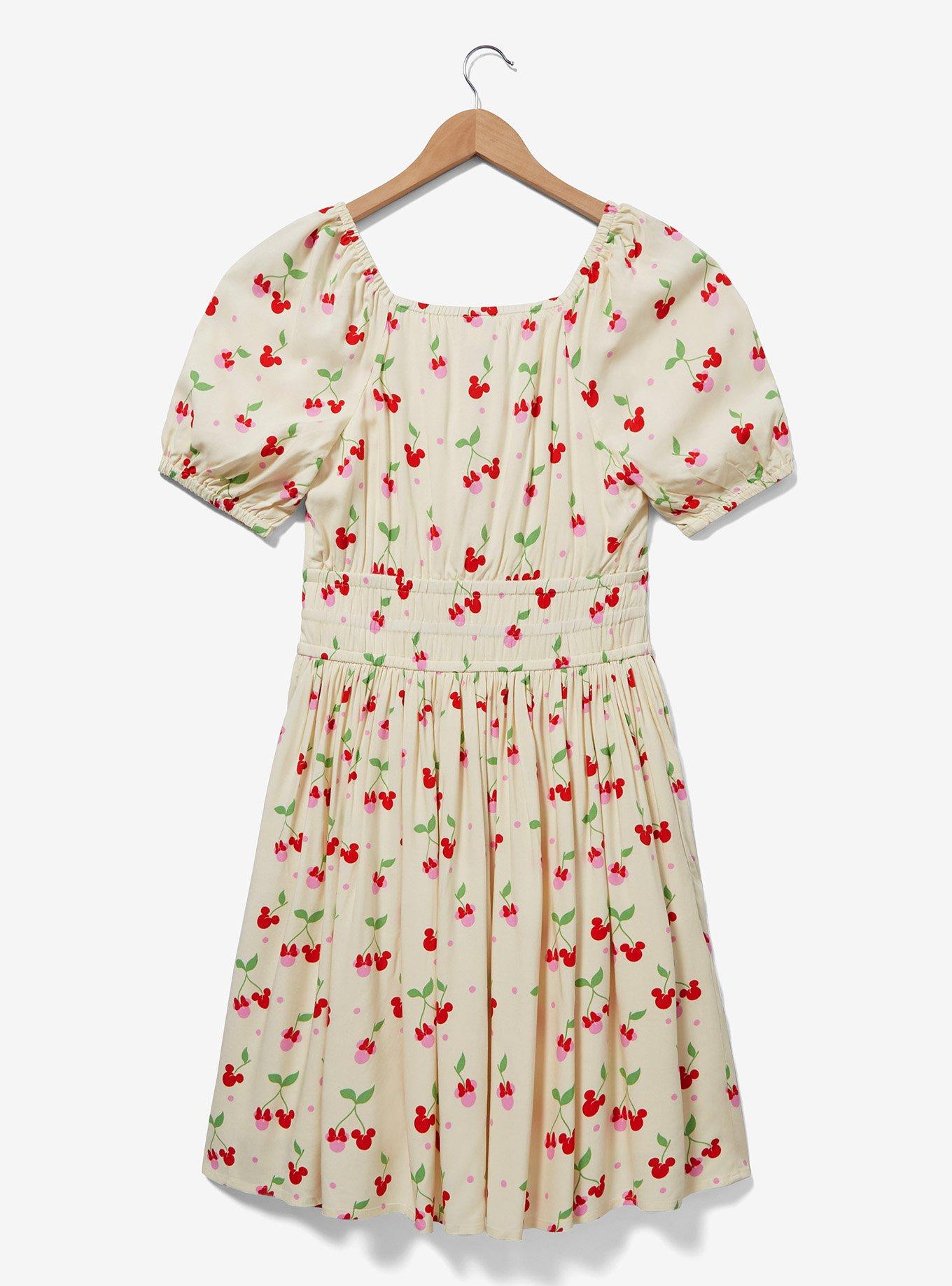 Disney Mickey & Minnie Cherry Allover Print Dress — BoxLunch Exclusive, NATURAL, alternate