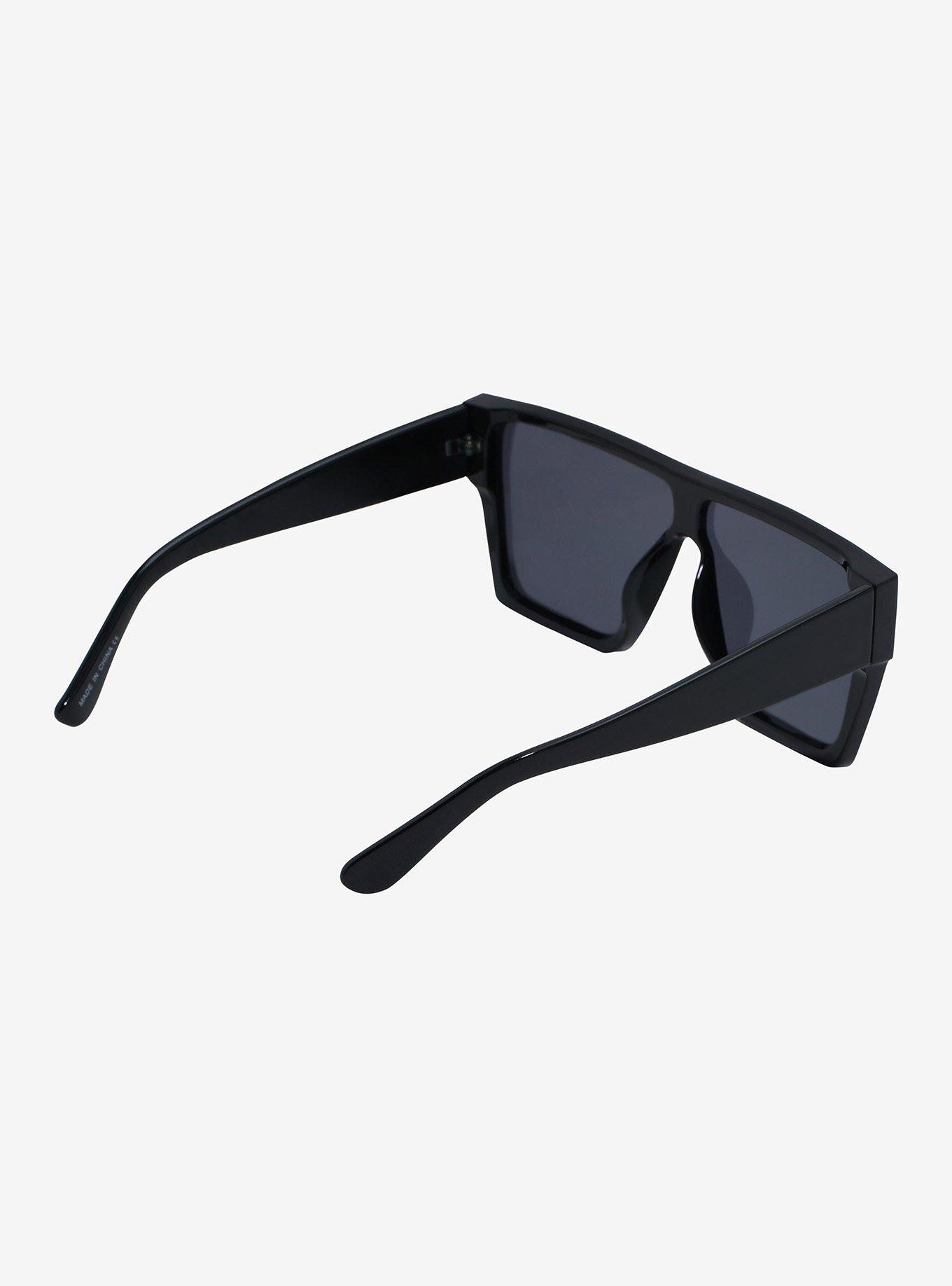 Black Square Shield Sunglasses, , hi-res