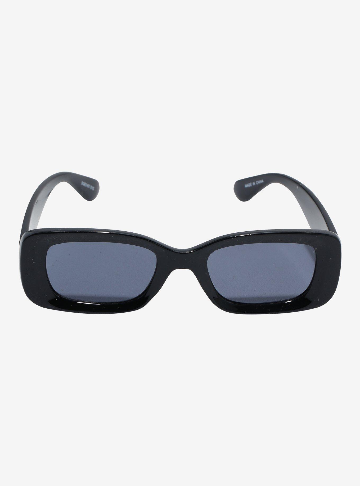 Black Rectangle Sunglasses, , alternate