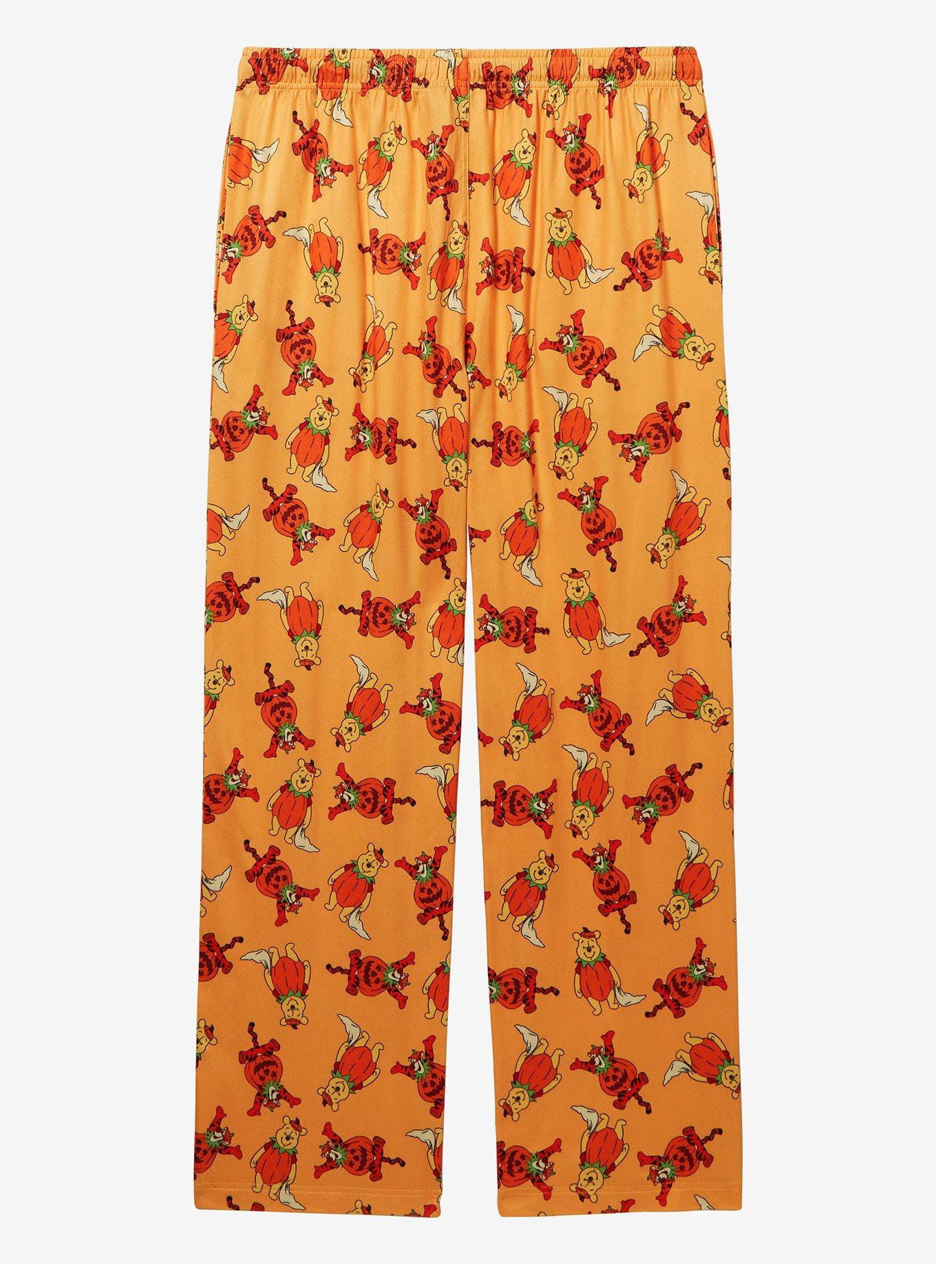 Disney Winnie the Pooh Tigger and Pooh Pumpkin Allover Print Sleep Pants — BoxLunch Exclusive, LIGHT ORANGE, alternate