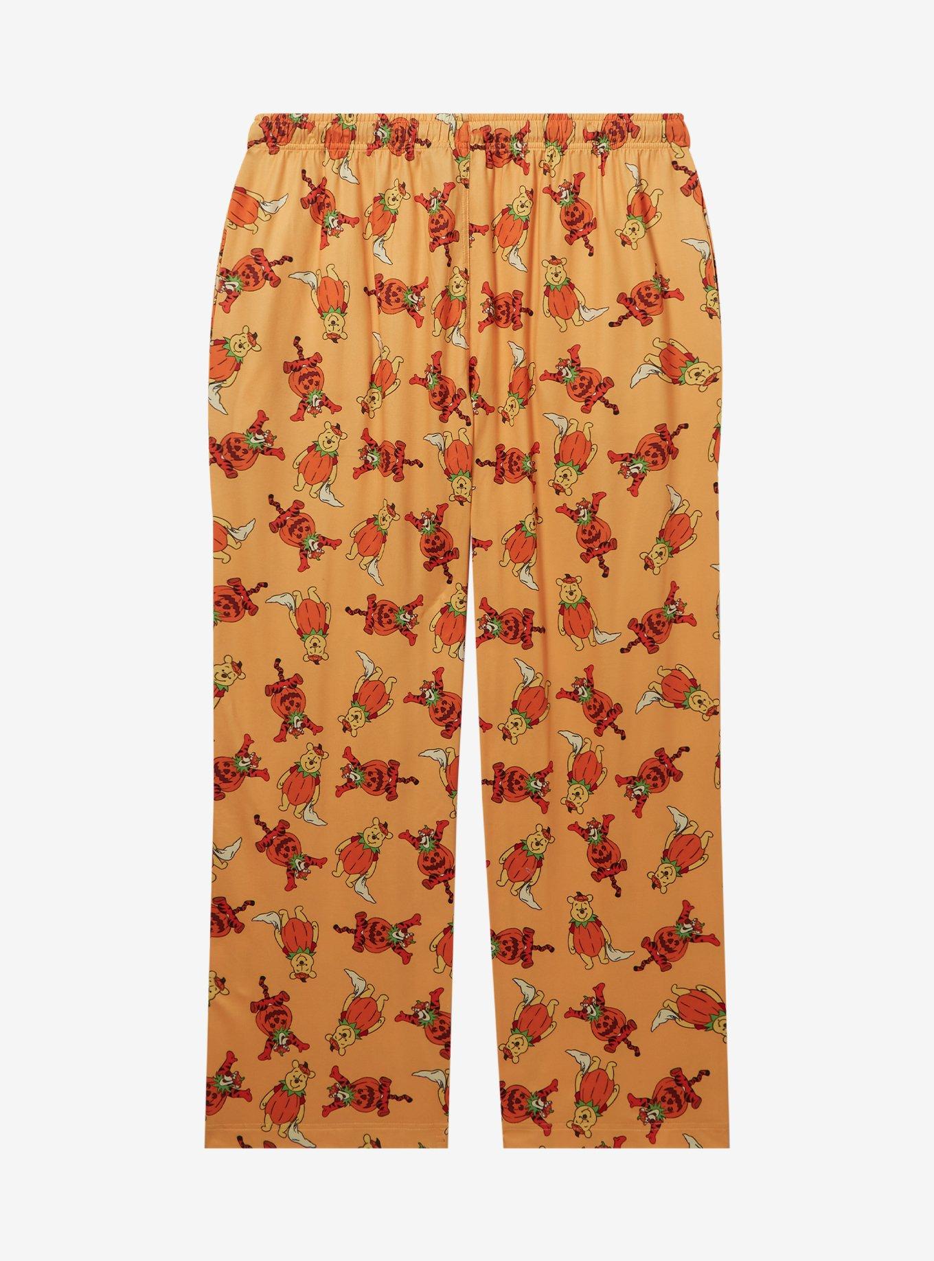 Disney Winnie the Pooh Tigger & Pooh Bear Pumpkin Costume Allover Print Women's Plus Size Sleep Pants — BoxLunch Exclusive, LIGHT ORANGE, alternate