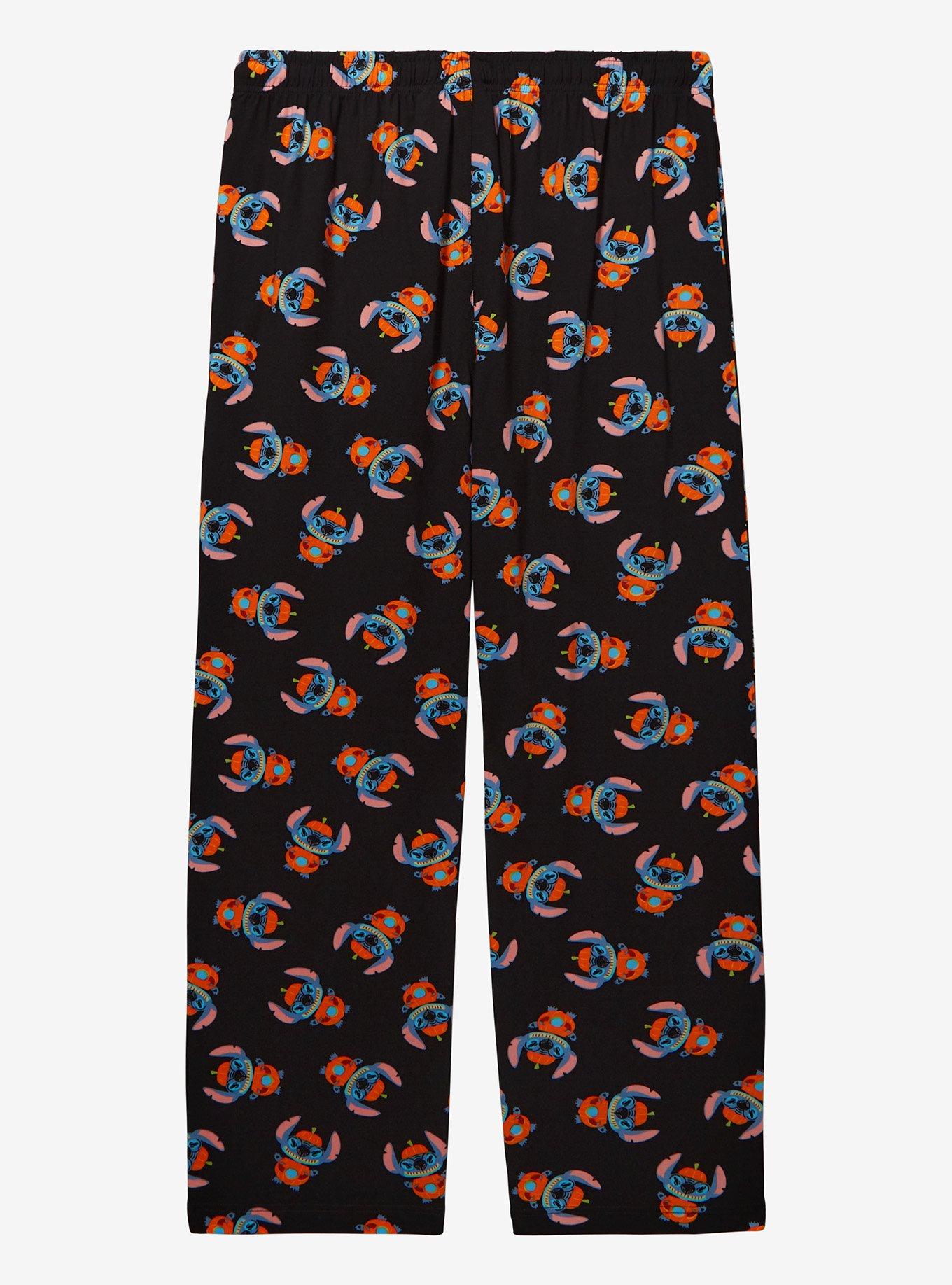 Disney Lilo & Stitch Pumpkin Stitch Allover Print Sleep Pants &mdash; BoxLunch Exclusive, BLACK, alternate