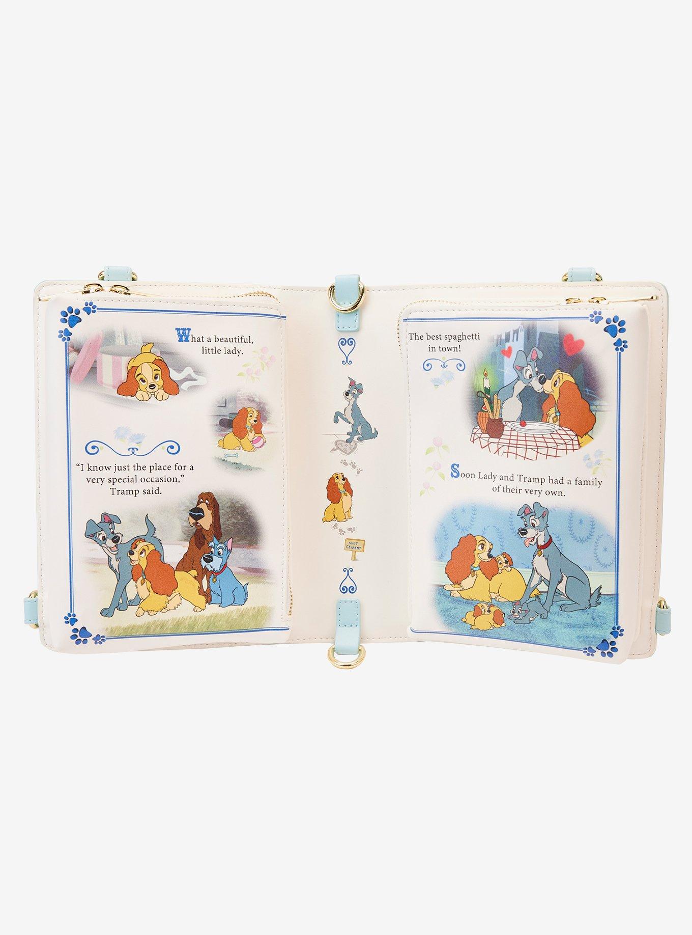 Loungefly Disney Lady And The Tramp Book Convertible Crossbody Bag, , alternate