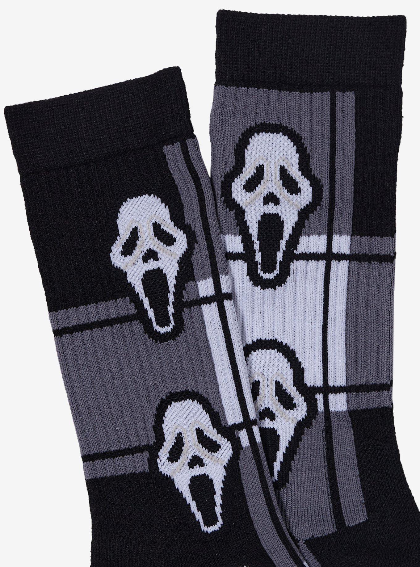 Ghost Face Plaid Crew Socks, , alternate
