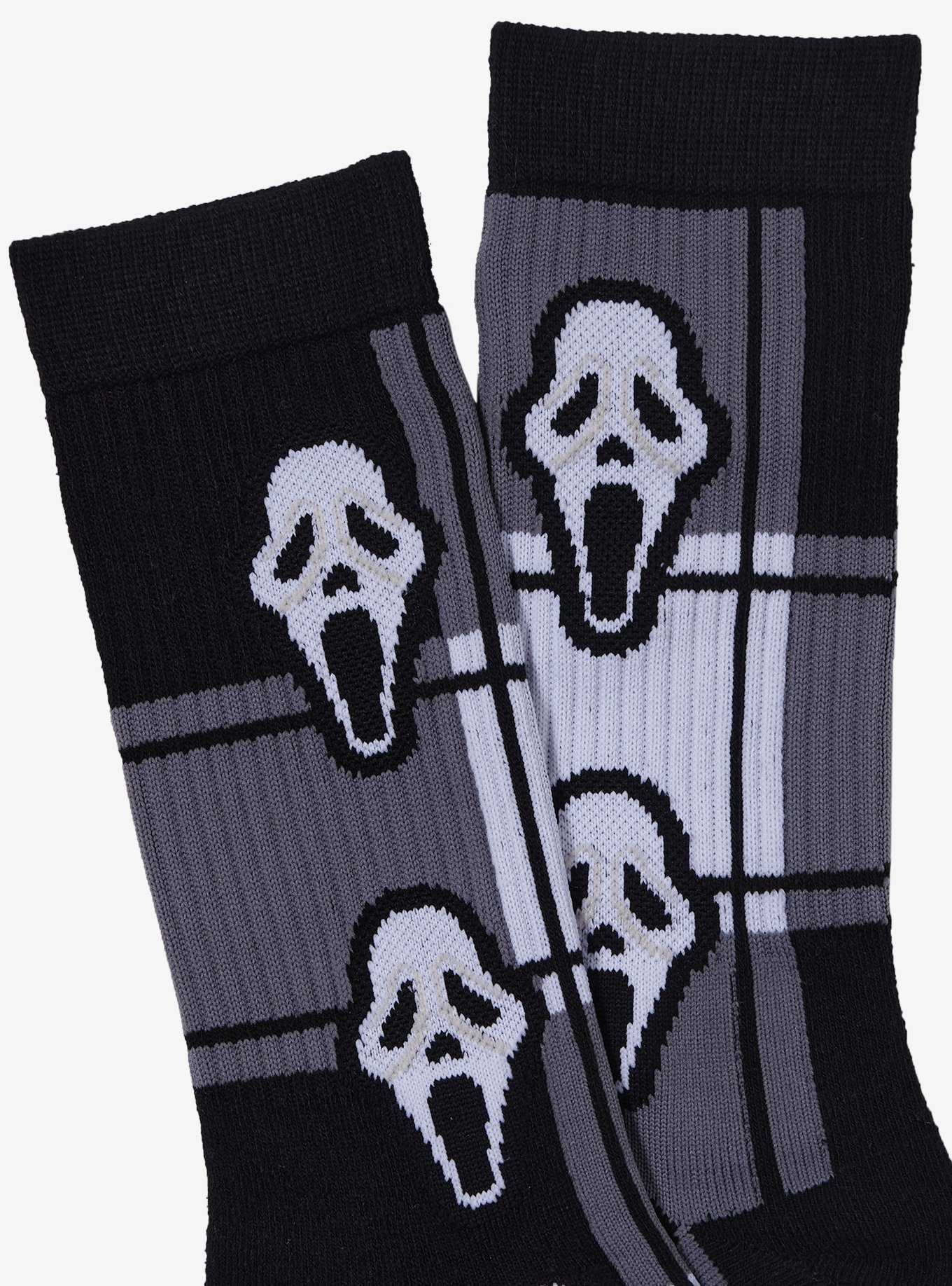 Scream Ghost Face Plaid Crew Socks, , hi-res