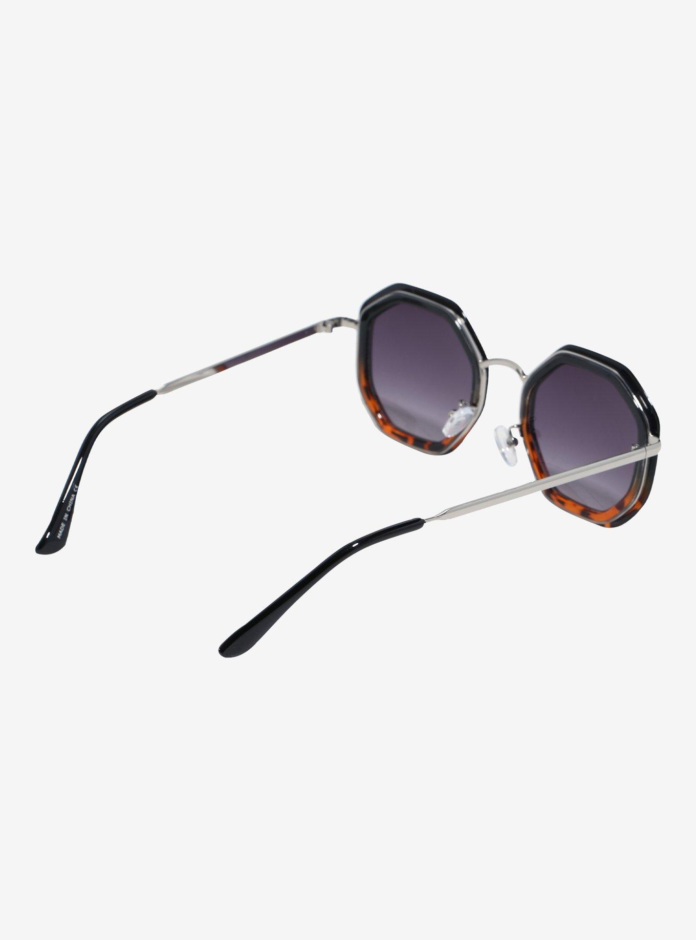 Black & Tortoise Ombre Octagon Sunglasses, , hi-res