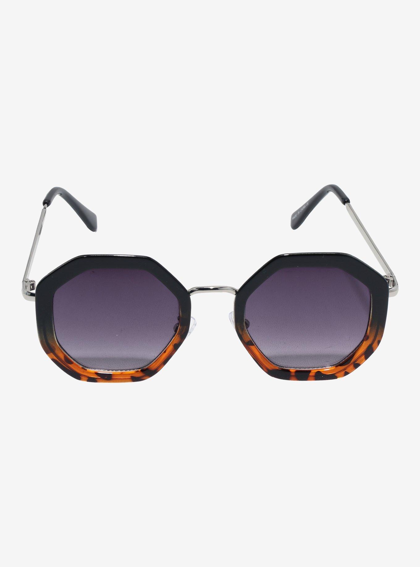 Black & Tortoise Ombre Octagon Sunglasses, , alternate