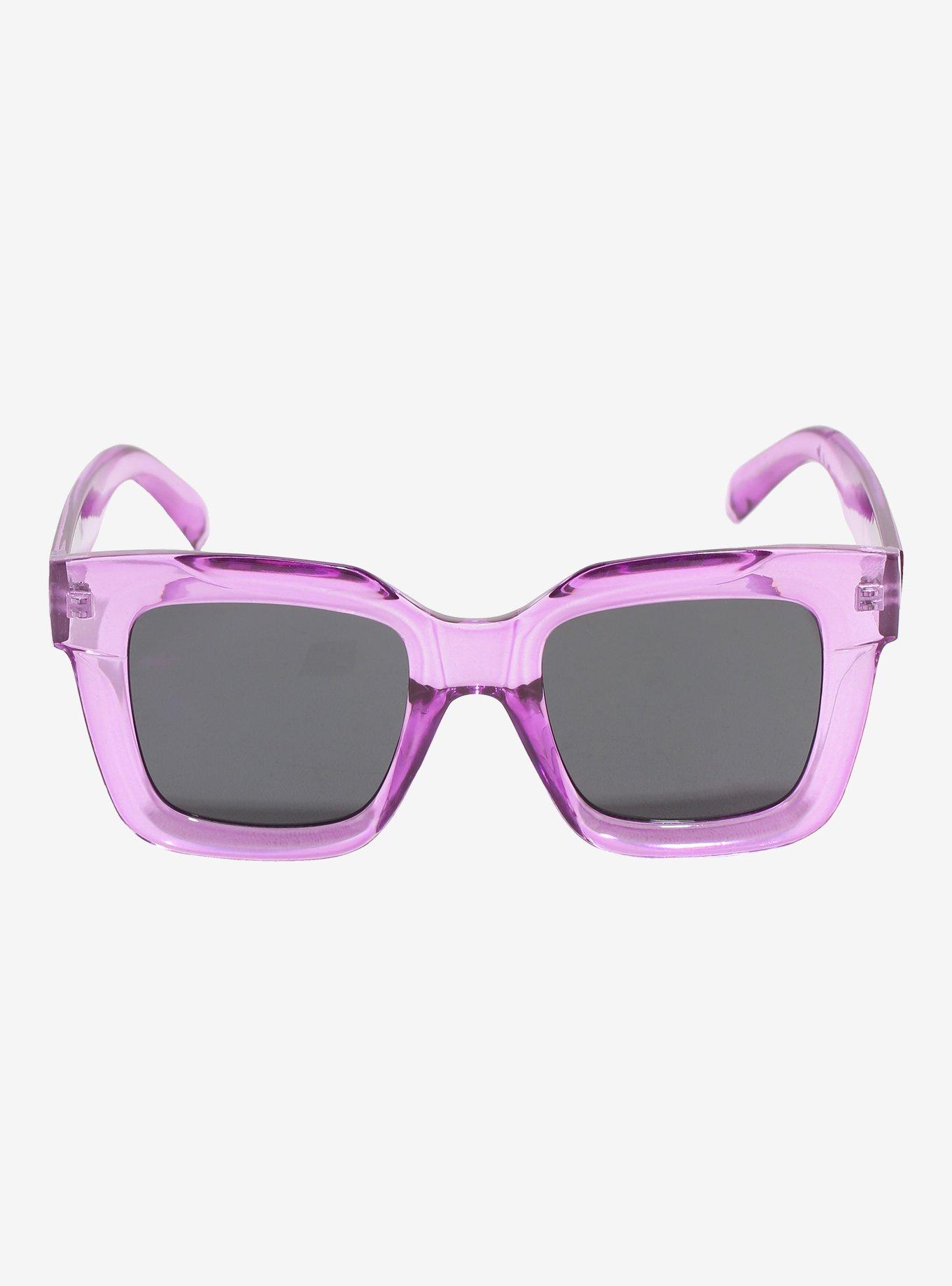 Purple Translucent Square Sunglasses, , alternate
