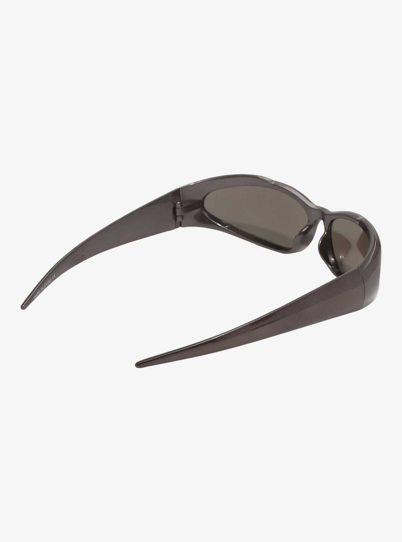 Y2K Skinny Black Oval Sunglasses, , hi-res