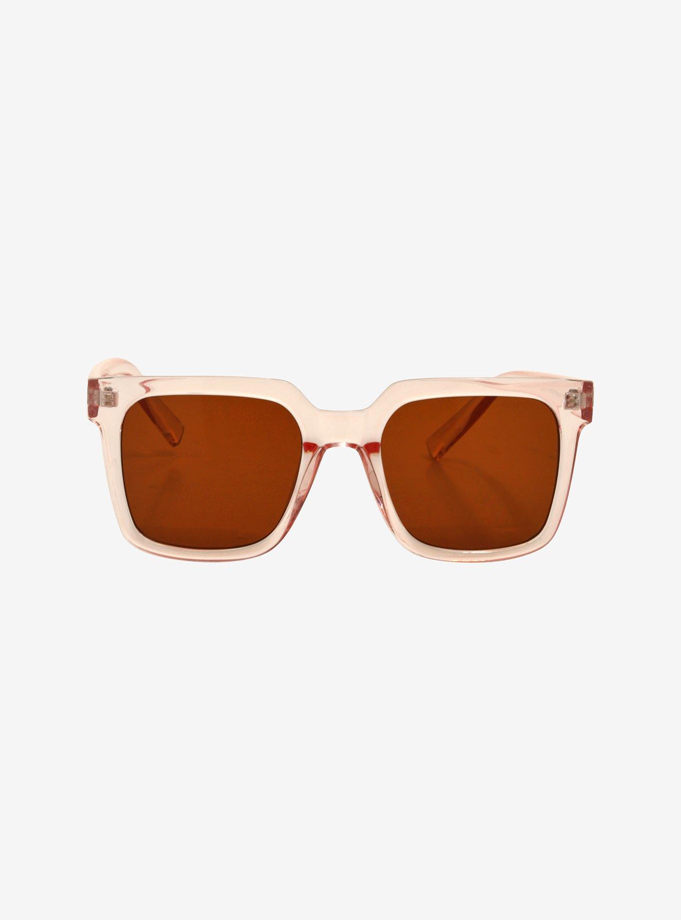 Translucent Pink Square Sunglasses, , alternate