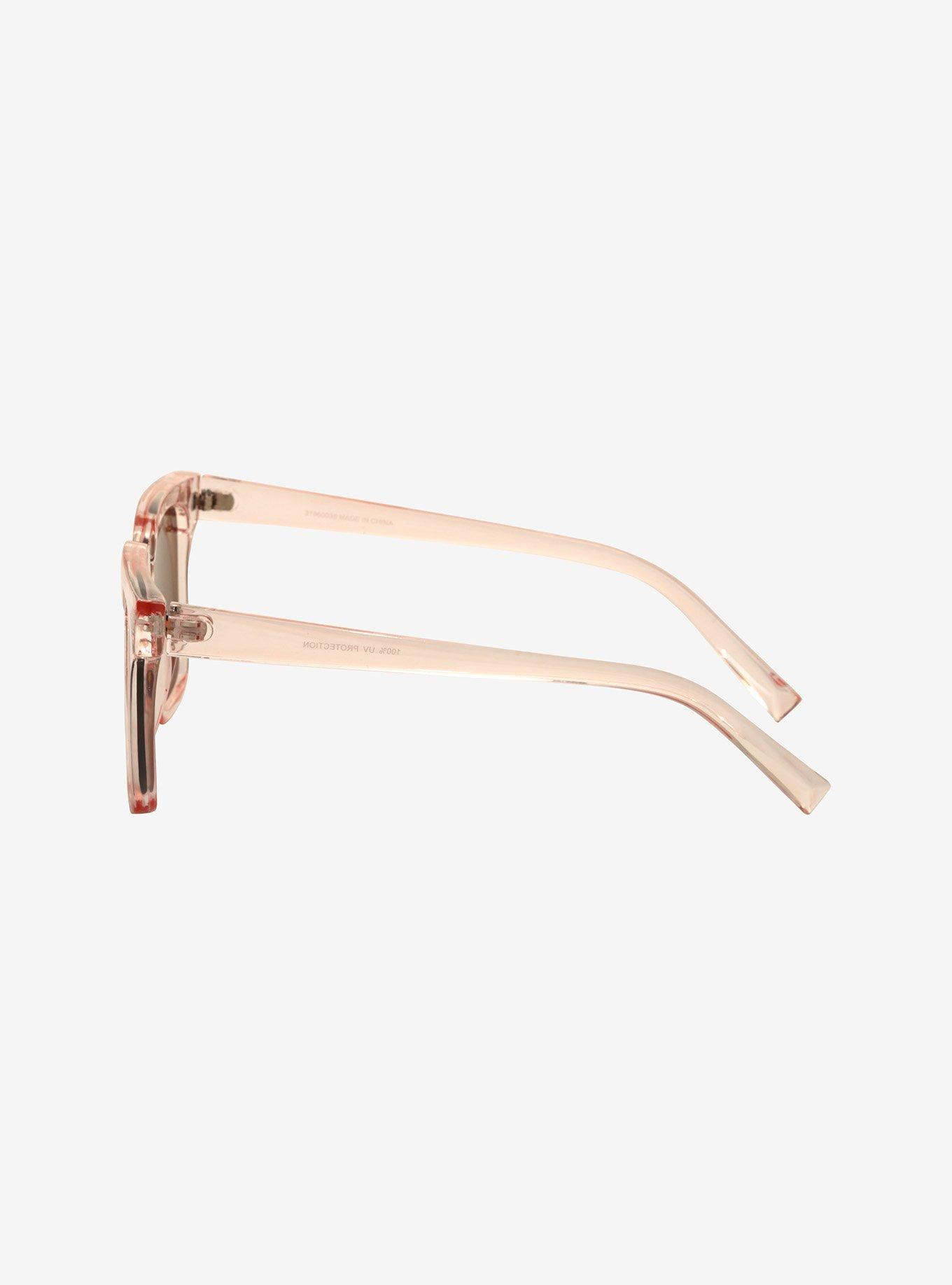 Translucent Pink Square Sunglasses, , alternate