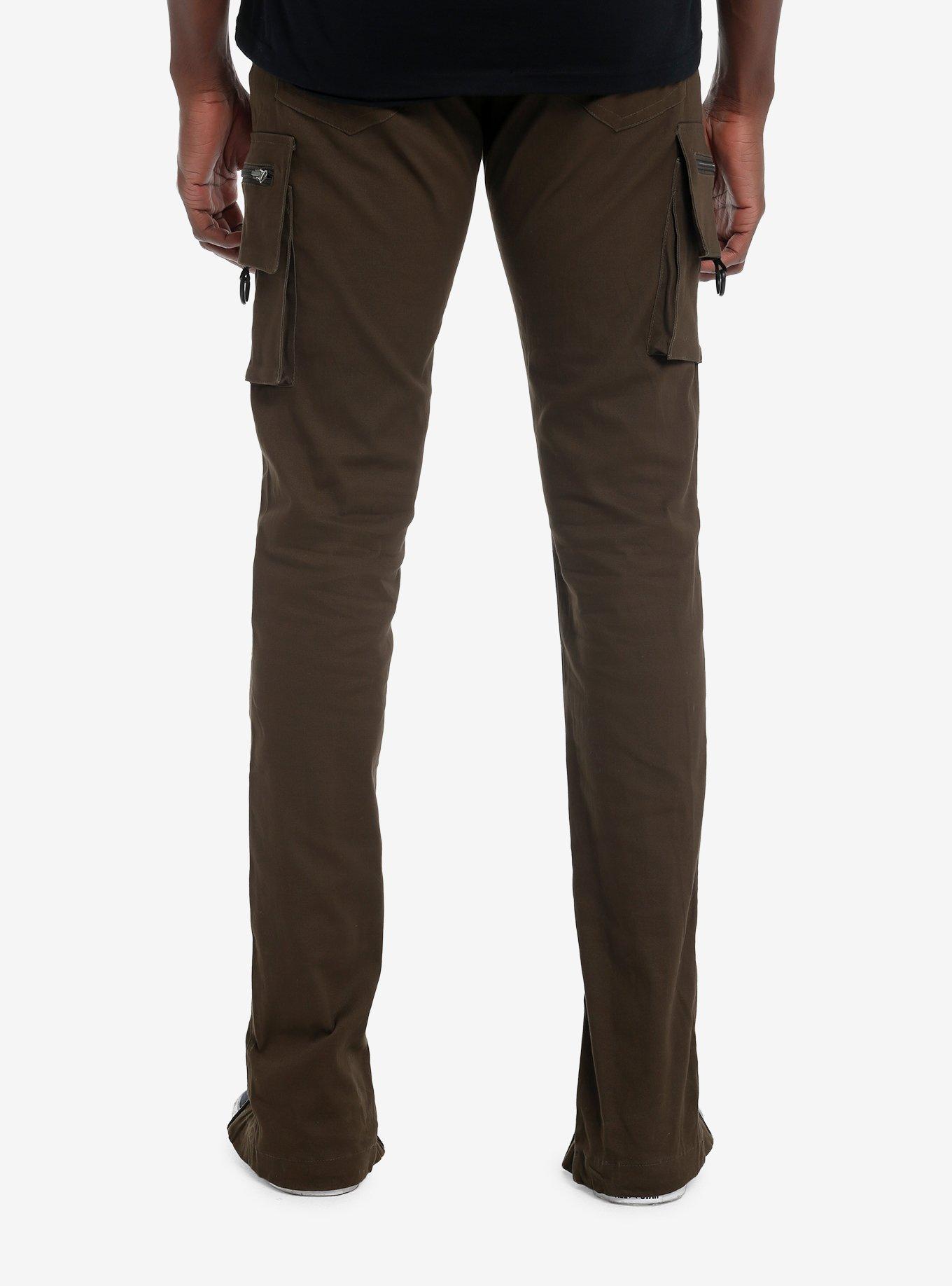 Olive Ankle Zipper Cargo Jogger Pants, BLACK, alternate