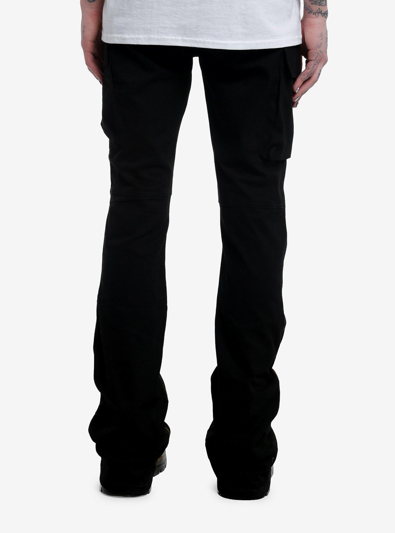 Black & Camouflage Cargo Pants, BLACK, alternate