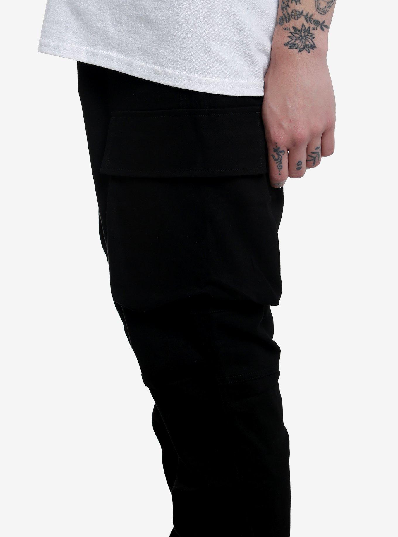 Black & Camouflage Cargo Pants, BLACK, alternate