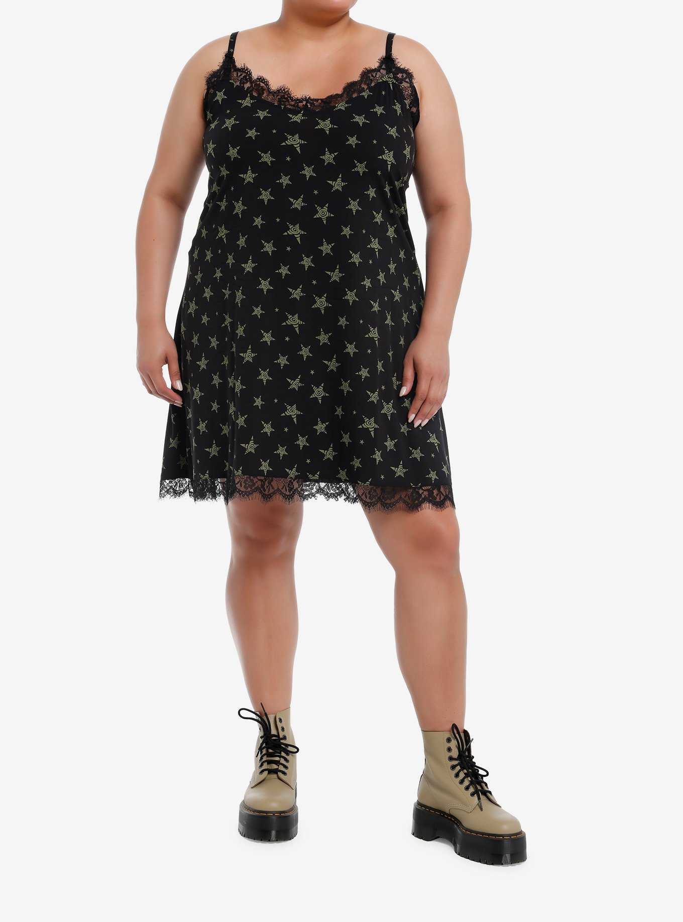 Social Collision Swirl Star Lace Slip Dress Plus Size, , hi-res