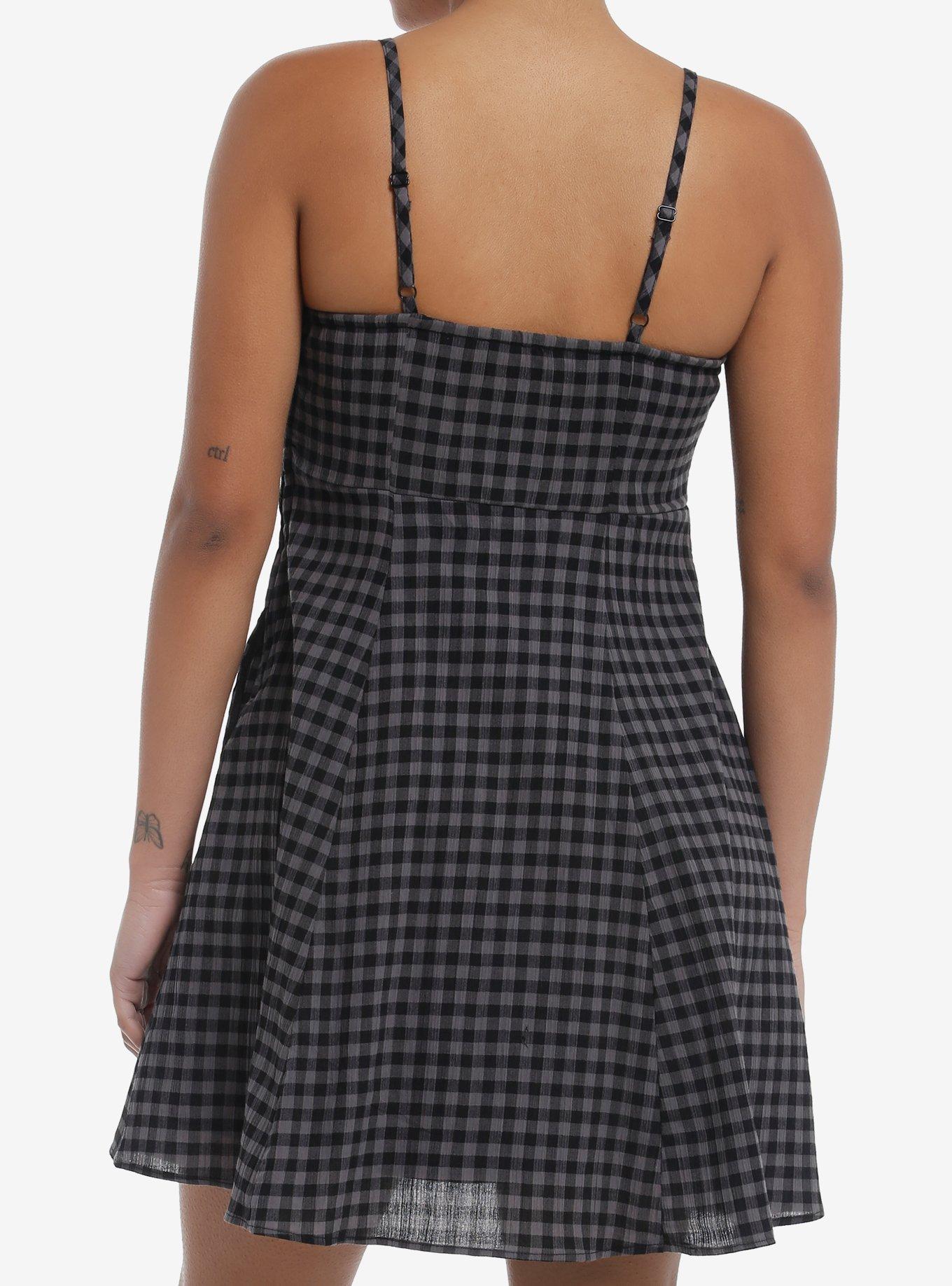 Social Collision Black & Grey Checker Slip Dress, GREY, alternate