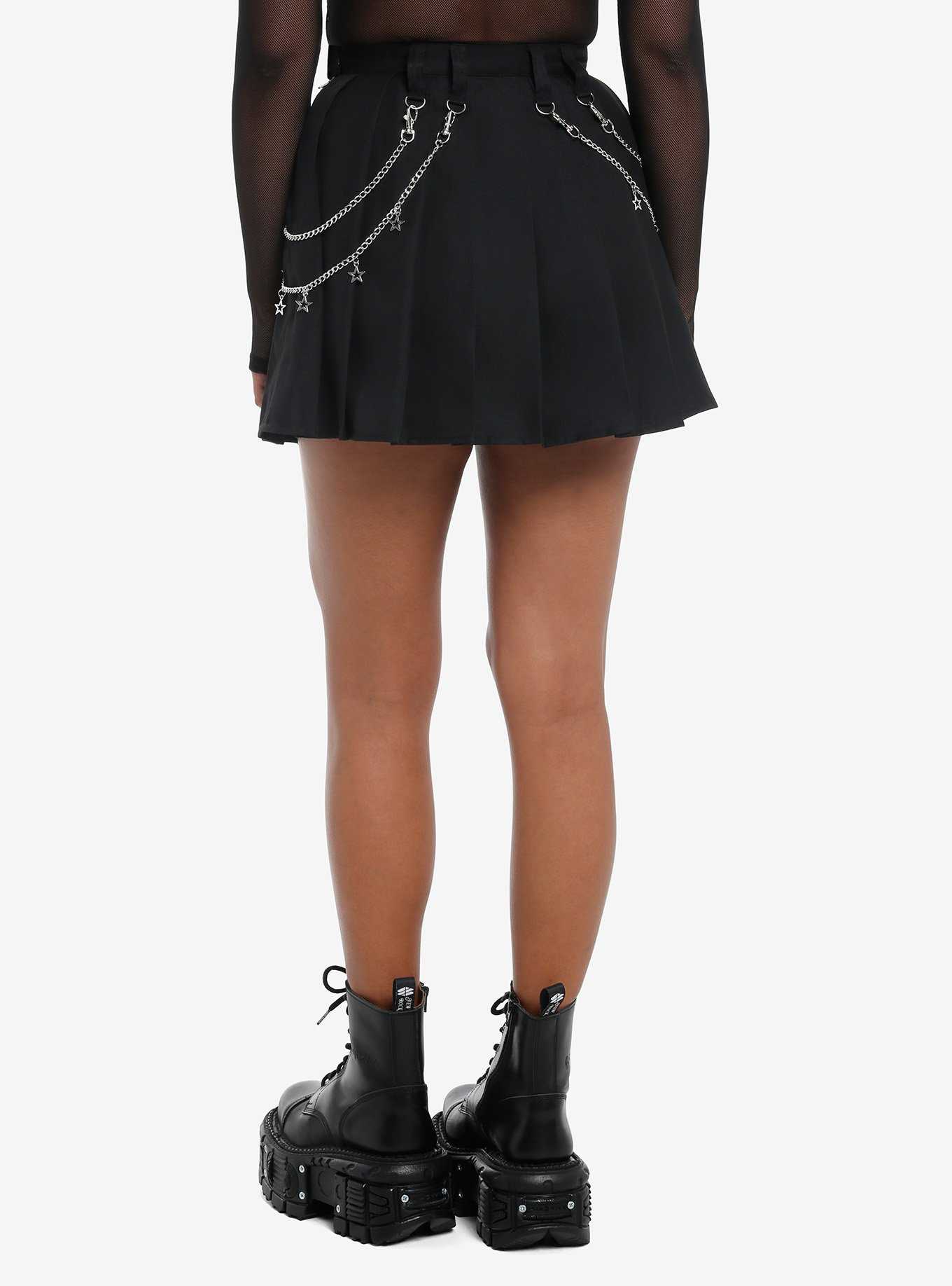 Star Chain Hardware Pleated Skirt, , hi-res