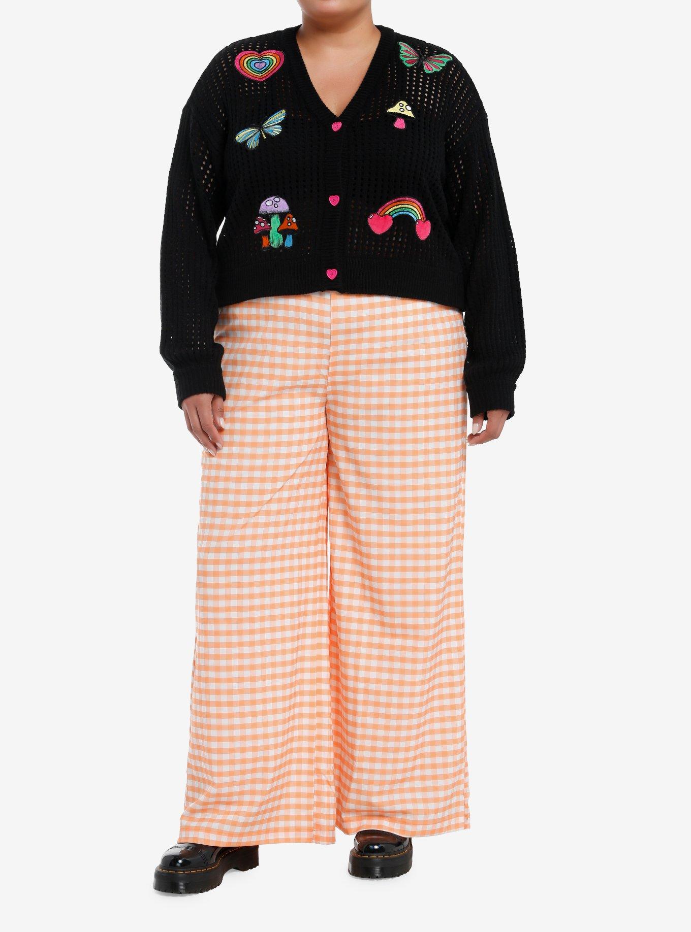 Social Collision Rainbow Icon Crop Knit Cardigan Plus Size, RAINBOW, alternate