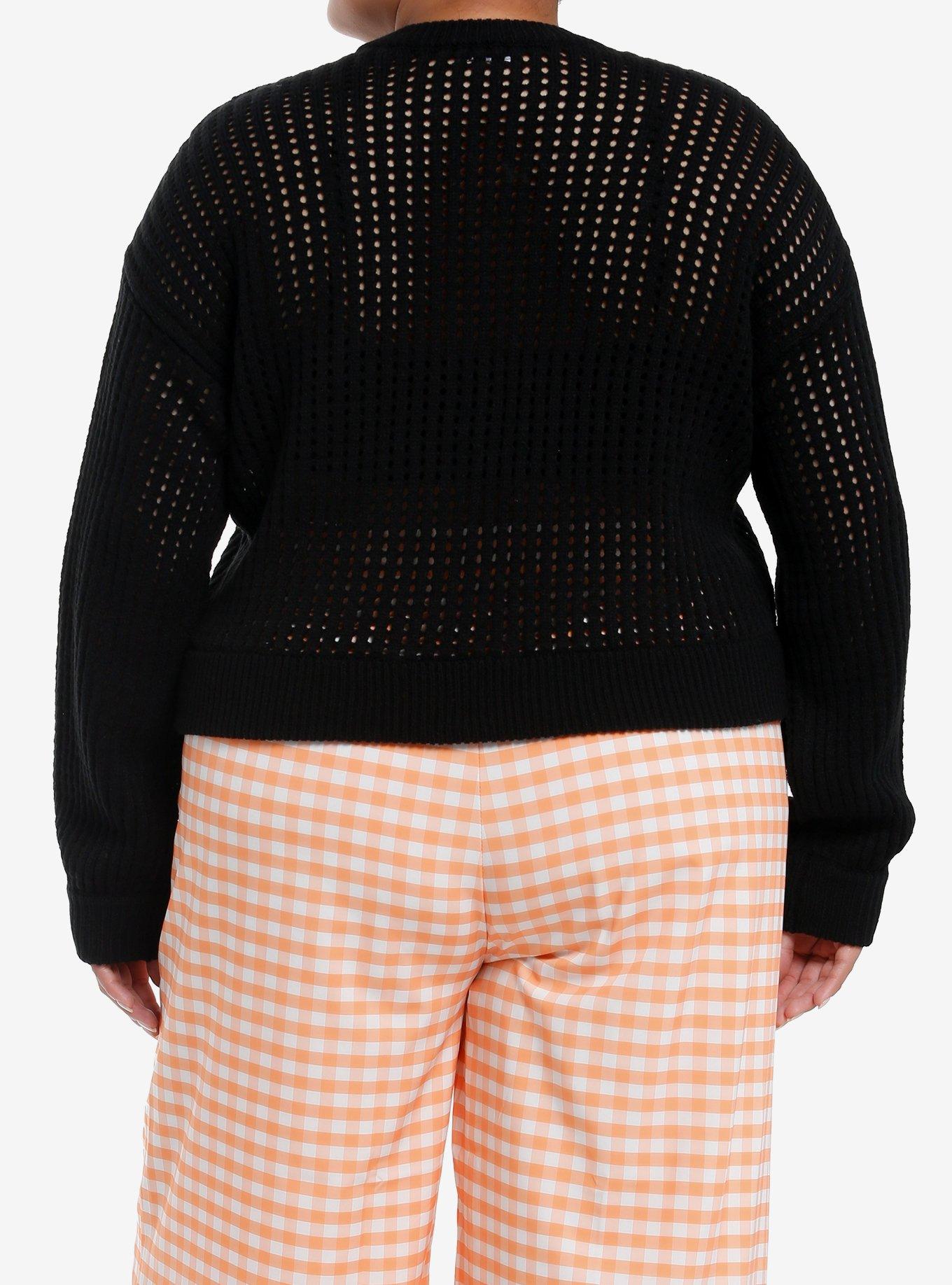 Social Collision Rainbow Icon Crop Knit Cardigan Plus Size, RAINBOW, alternate