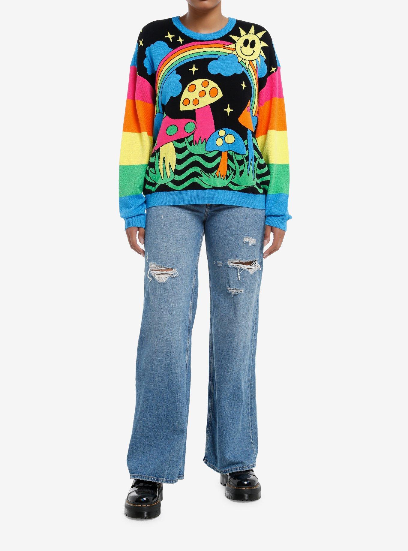 Social Collision Psychedelic Rainbow Knit Sweater, RAINBOW, alternate