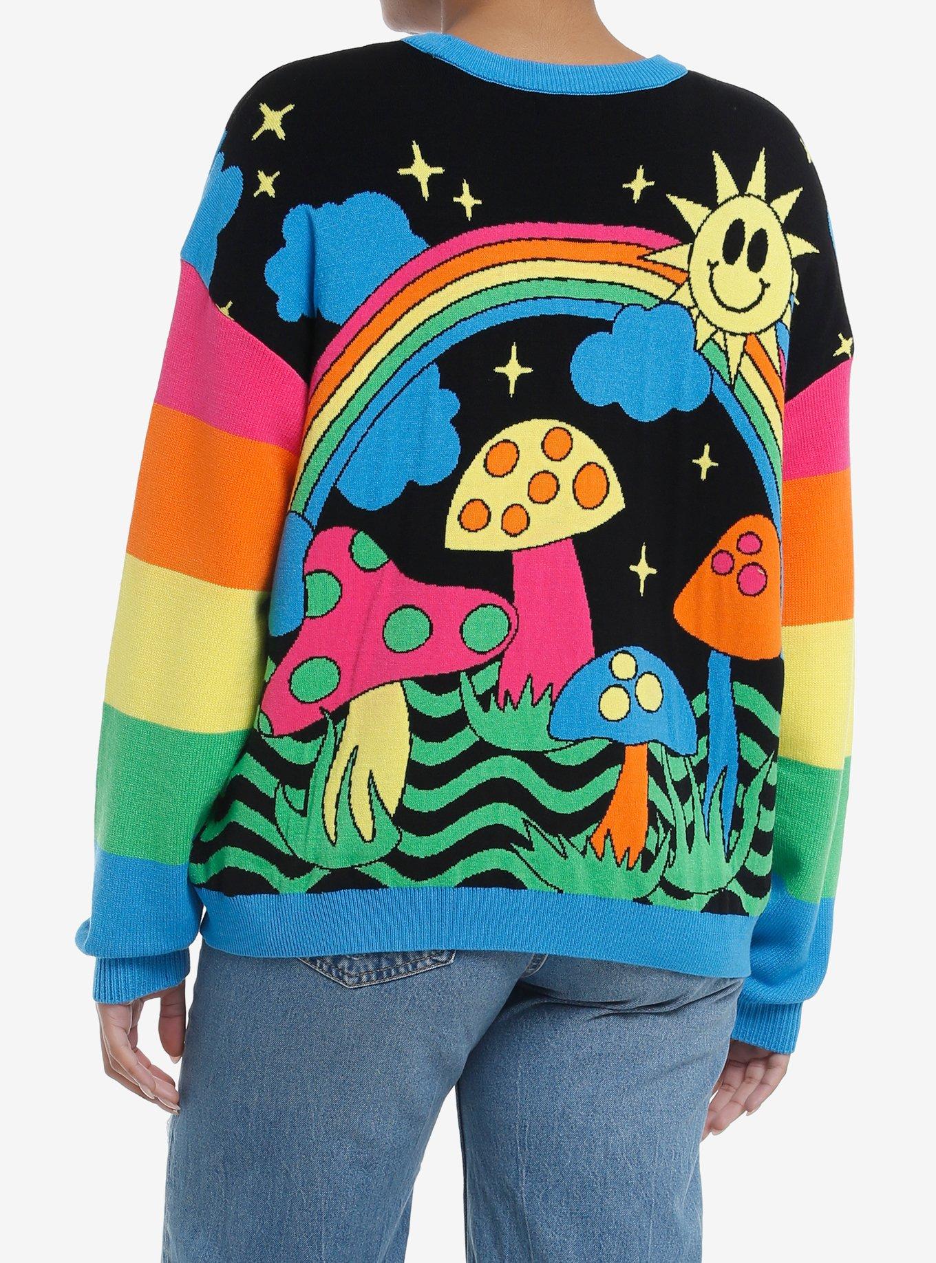 Social Collision Psychedelic Rainbow Knit Sweater, RAINBOW, alternate