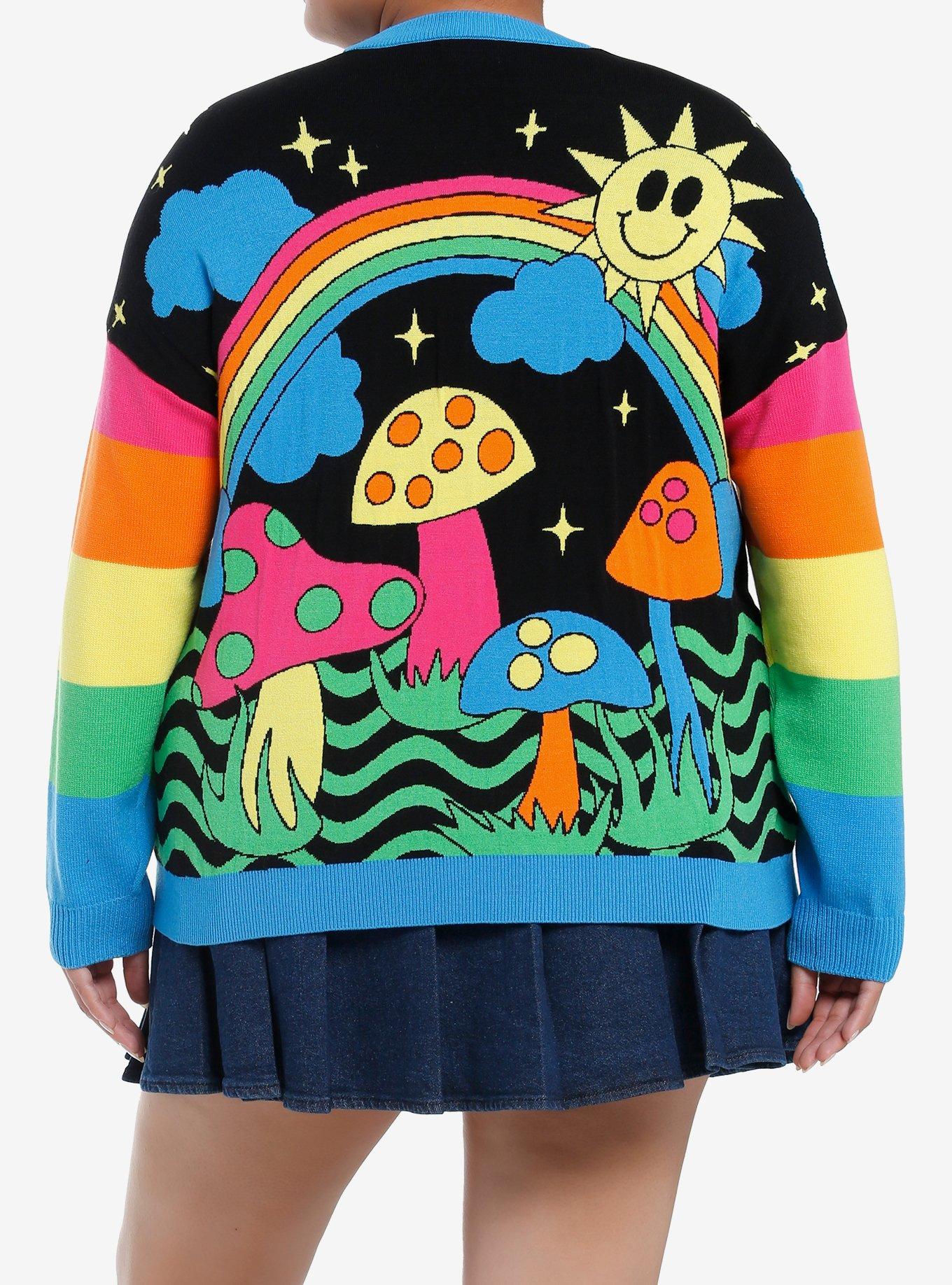 Social Collision Psychedelic Rainbow Knit Sweater Plus Size, RAINBOW, alternate