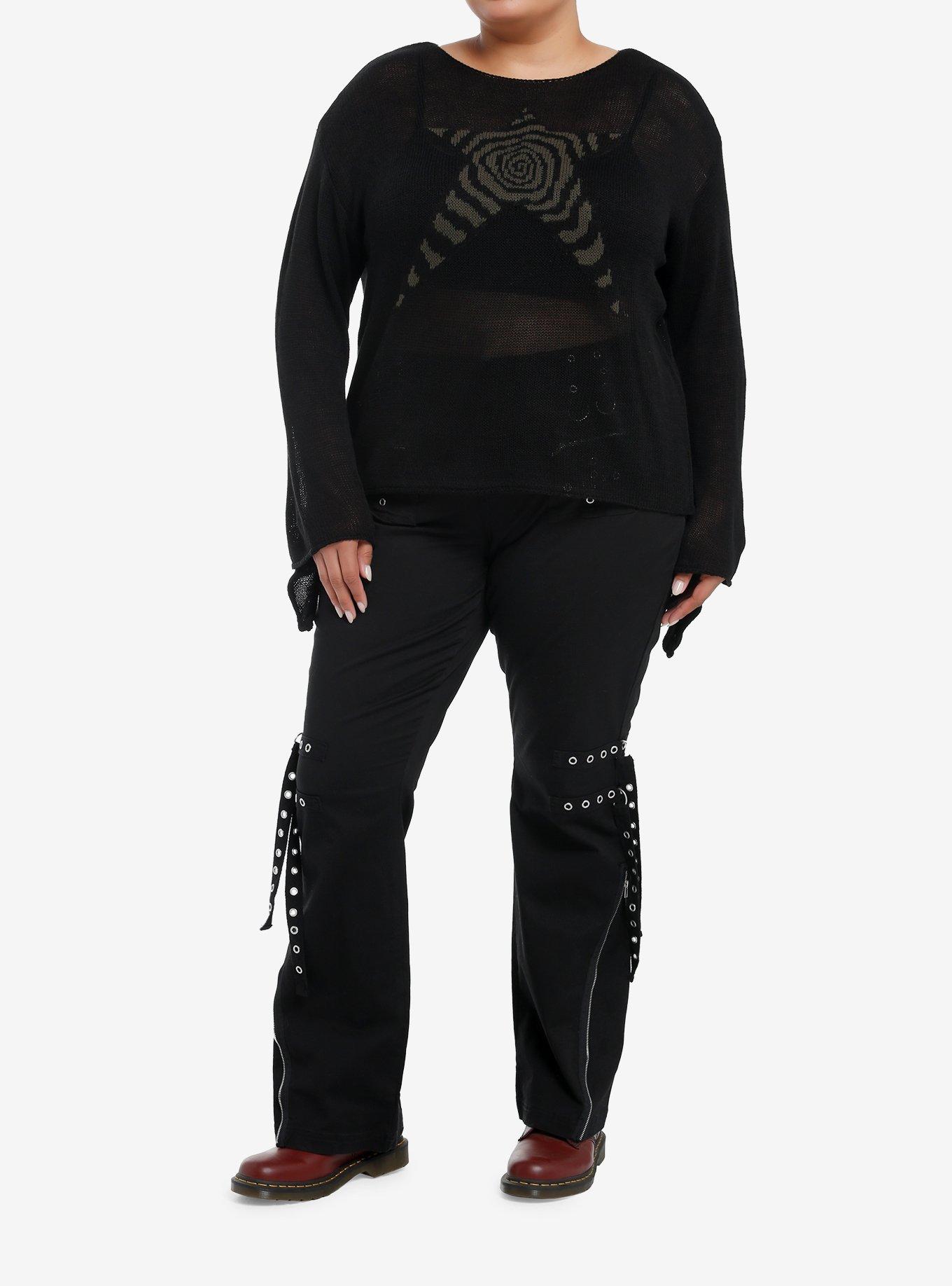 Social Collision Spiral Star Girls Bell Sleeve Sweater Plus Size, , hi-res