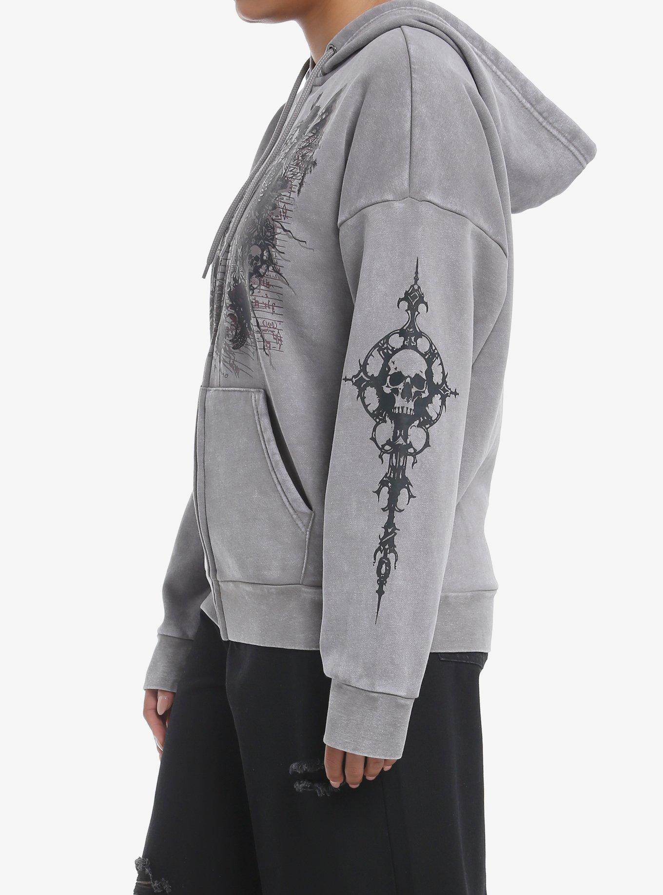 Social Collision Skeleton Wings Girls Hoodie, BLACK, alternate