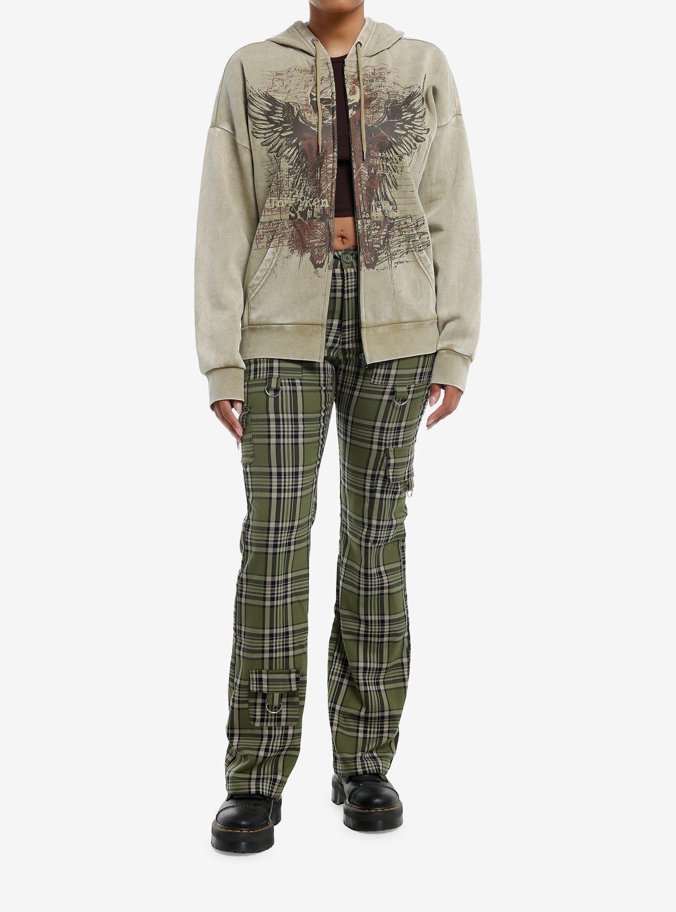 Social Collision Winged Skeleton Girls Hoodie, BLACK, alternate