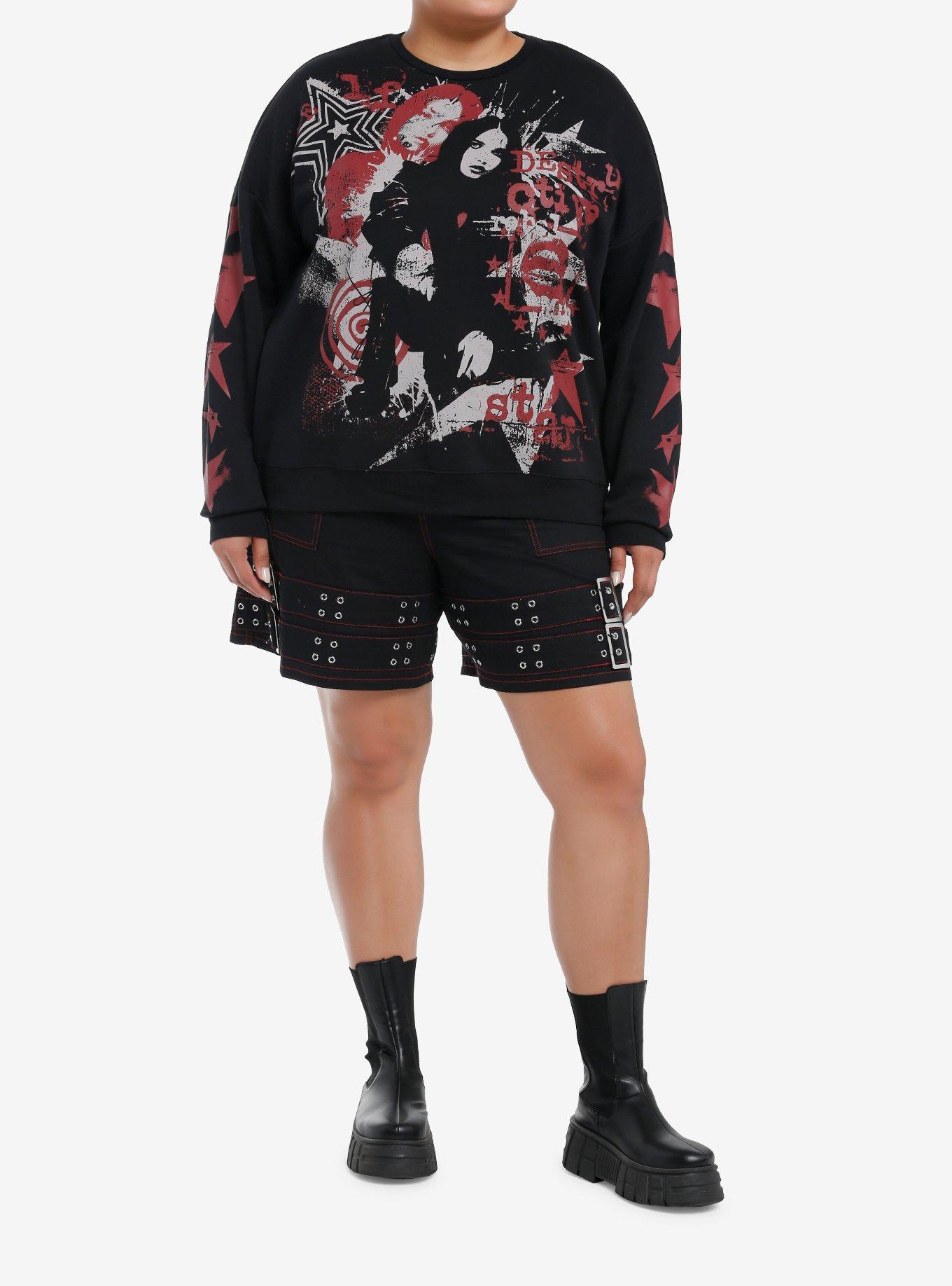 Social Collision Punk Star Girls Sweatshirt Plus Size, , hi-res